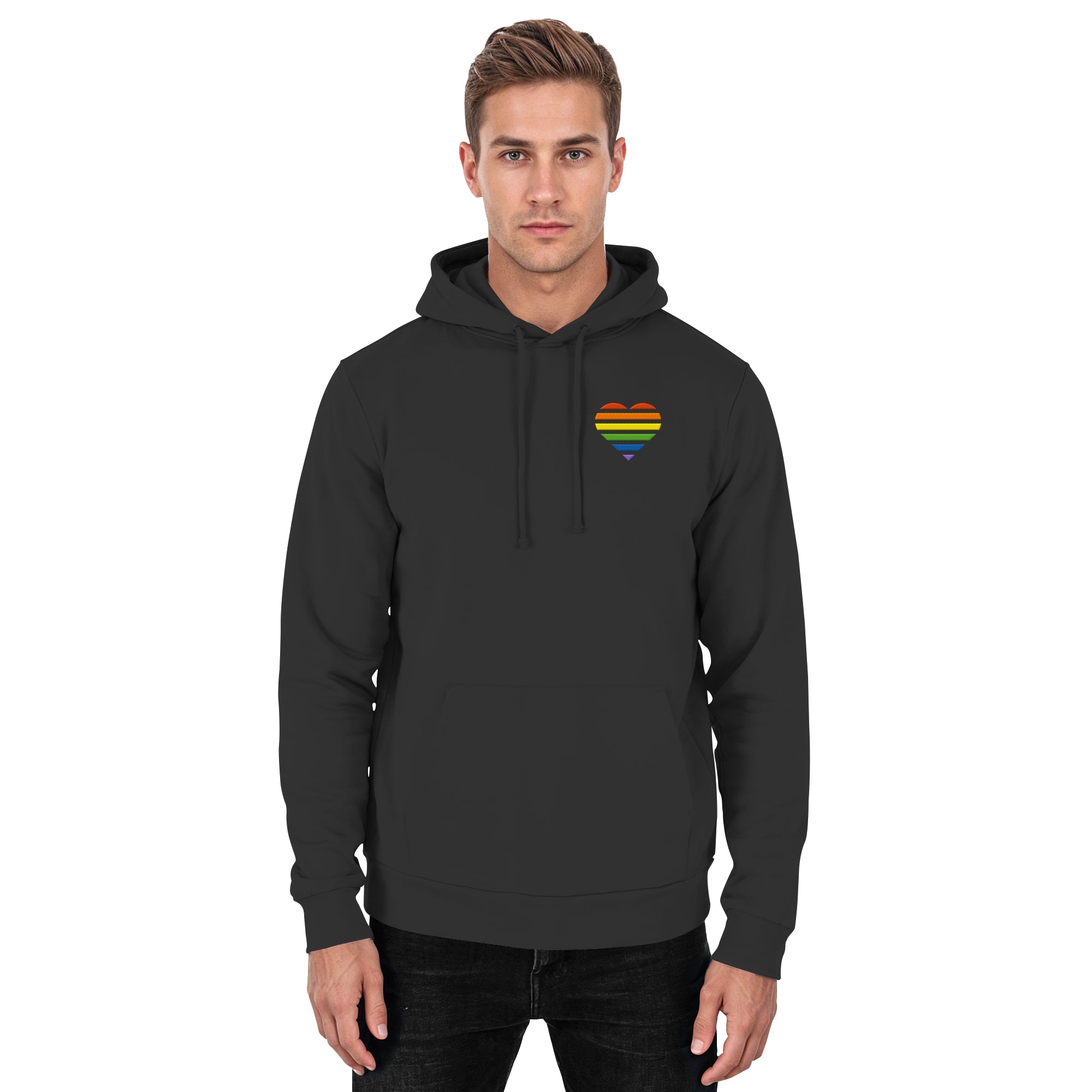 Basic Hoodie - Pride Flag Herz Stick