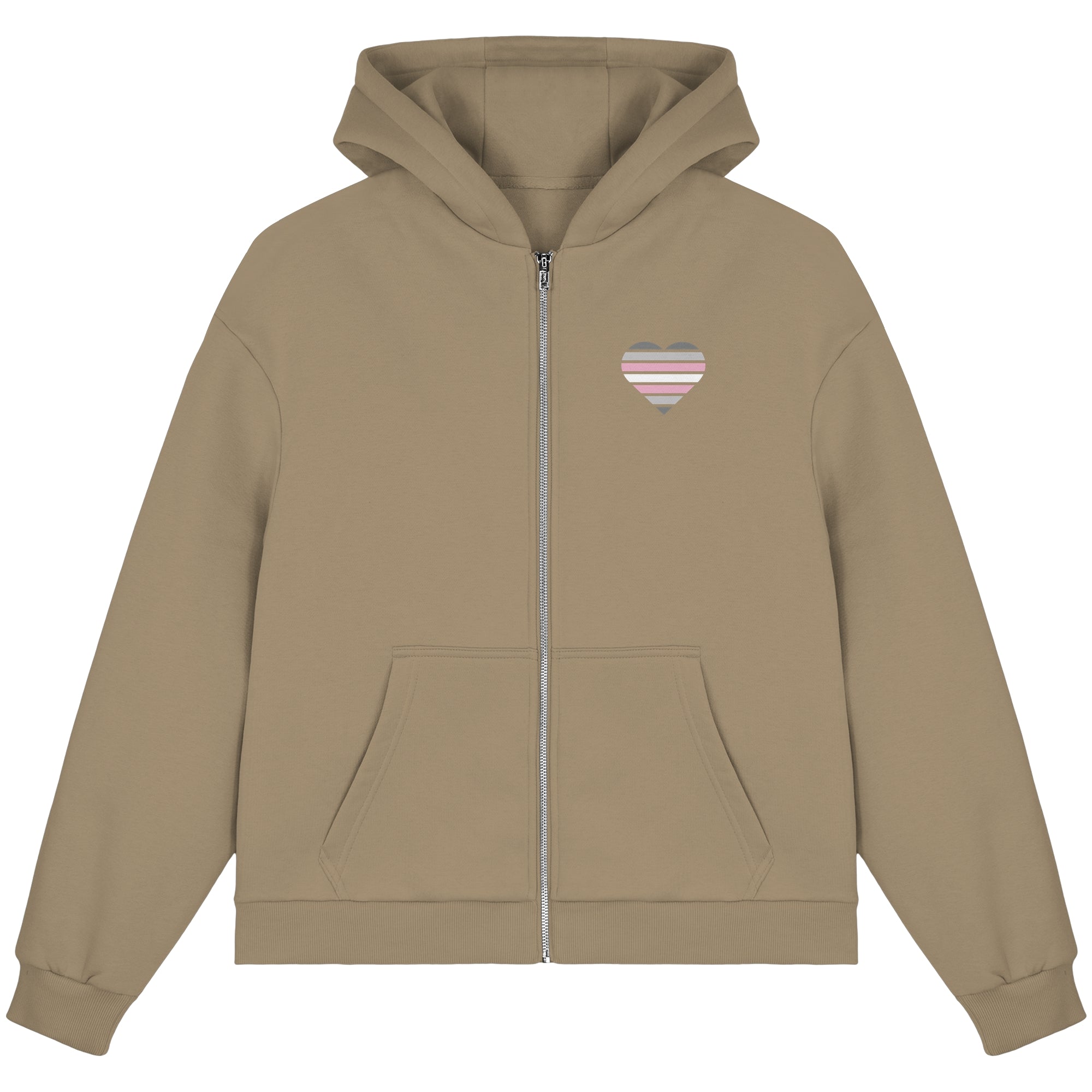 Fluffy Boxcut Zipper - Demigirl Flag Herz Print