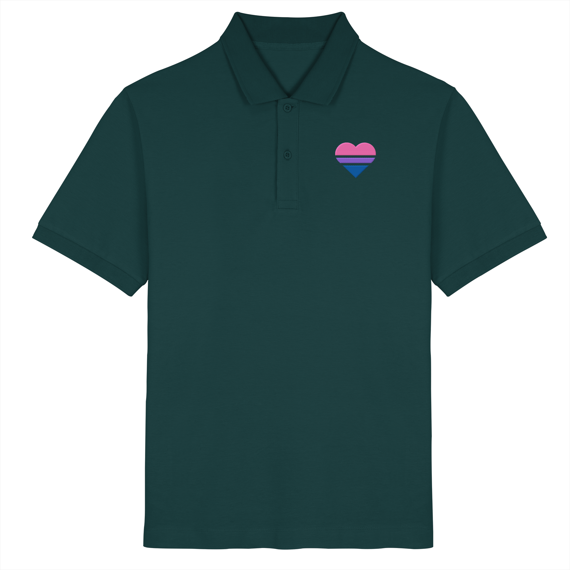 Organic Poloshirt - Bisexual Flag Herz Stick