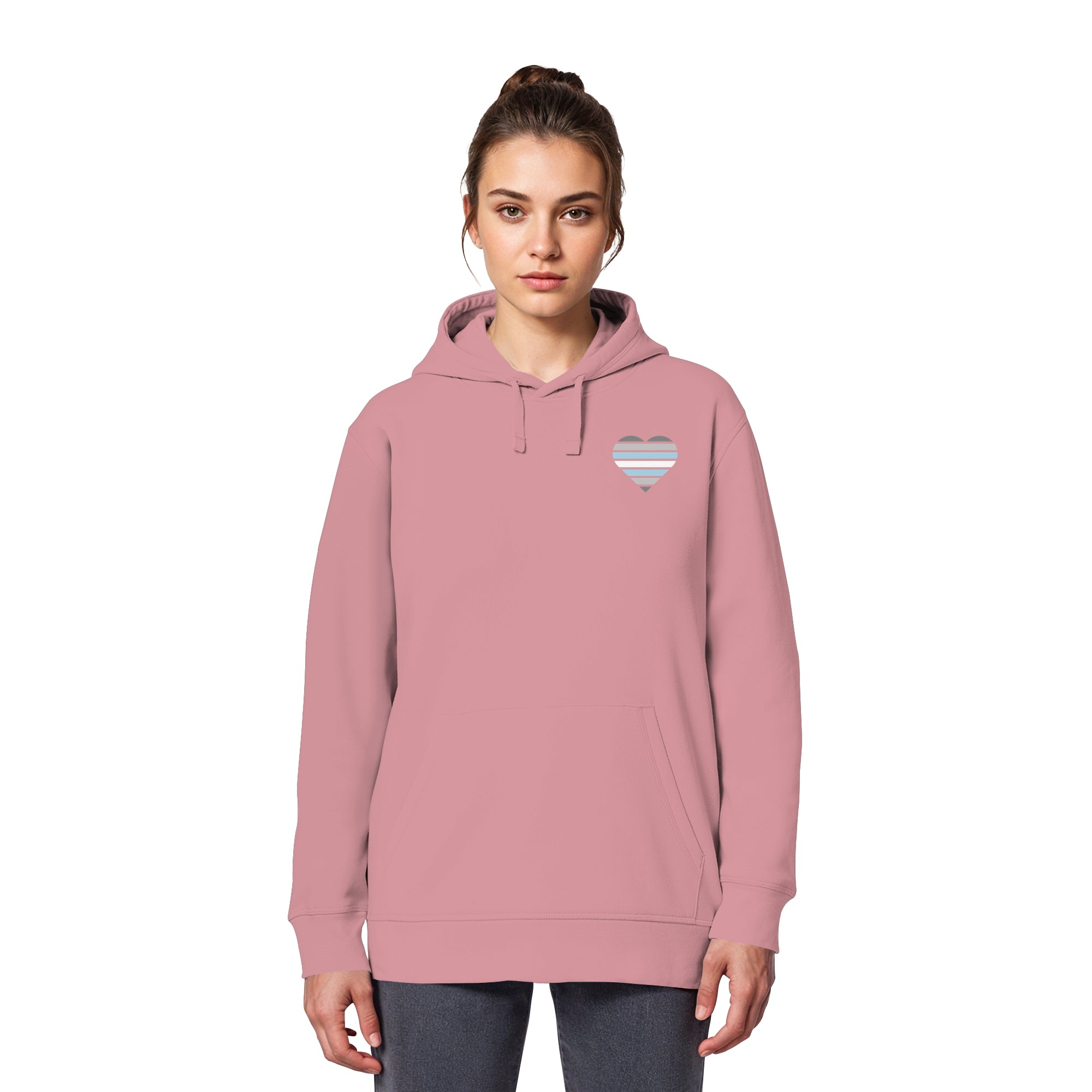 Organic Basic Hoodie - Demiboy Flag Herz Print