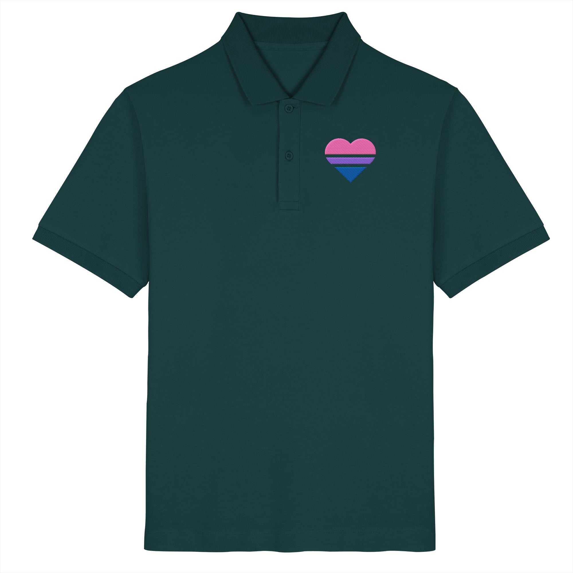 Organic Poloshirt - Bisexual Flag Herz Stick