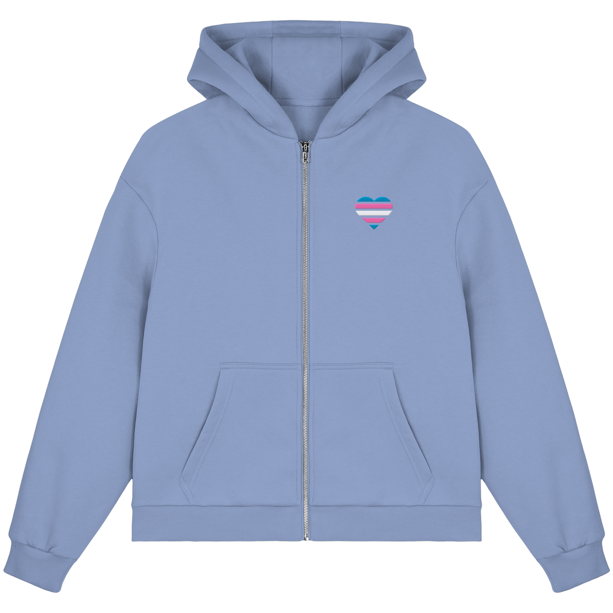 Fluffy Boxcut Zipper mit Herz Stick - Trans