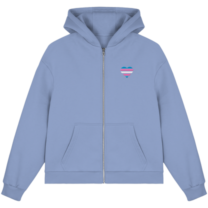 Fluffy Boxcut Zipper mit Herz Stick - Trans