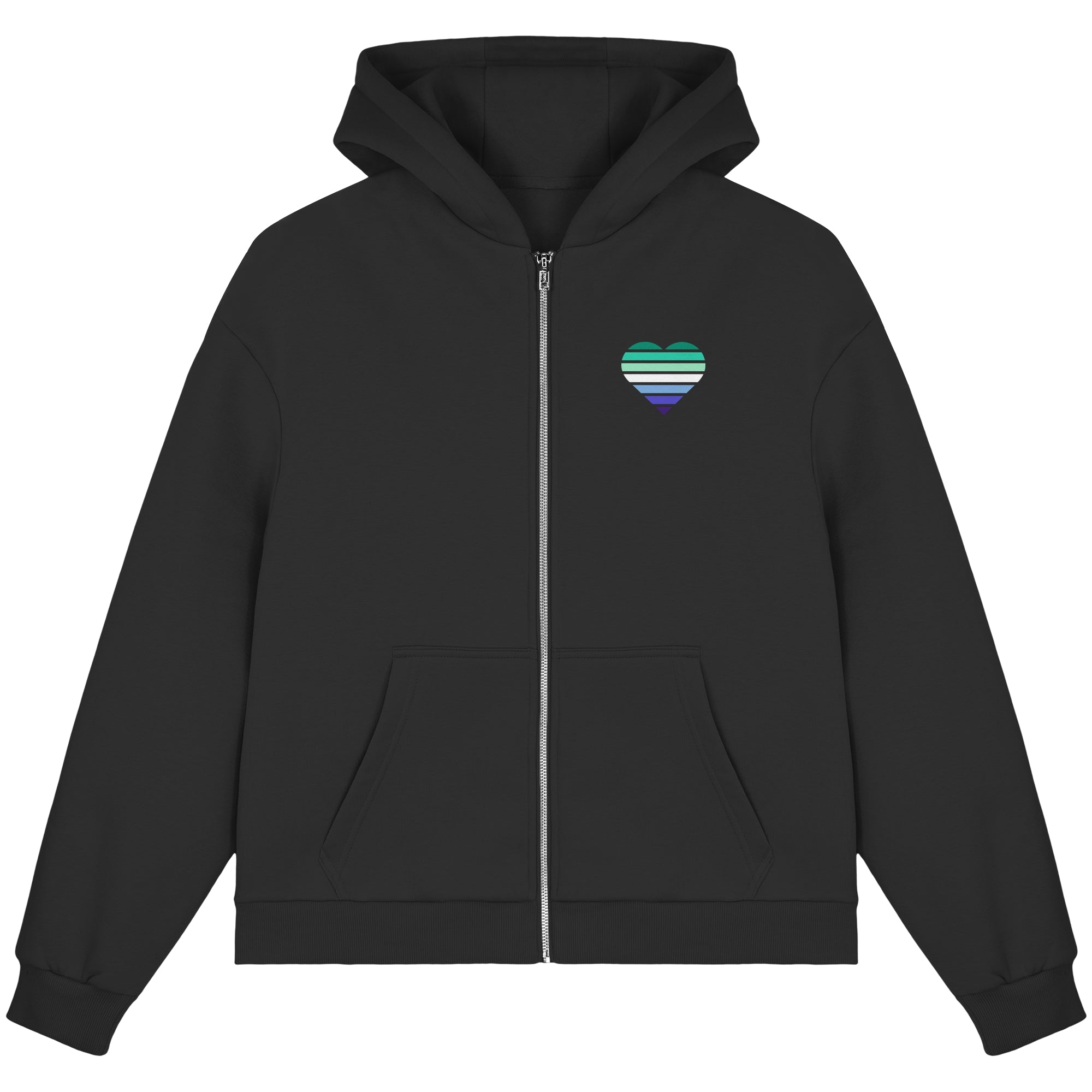 Fluffy Boxcut Zipper - Gay Flag Herz Print