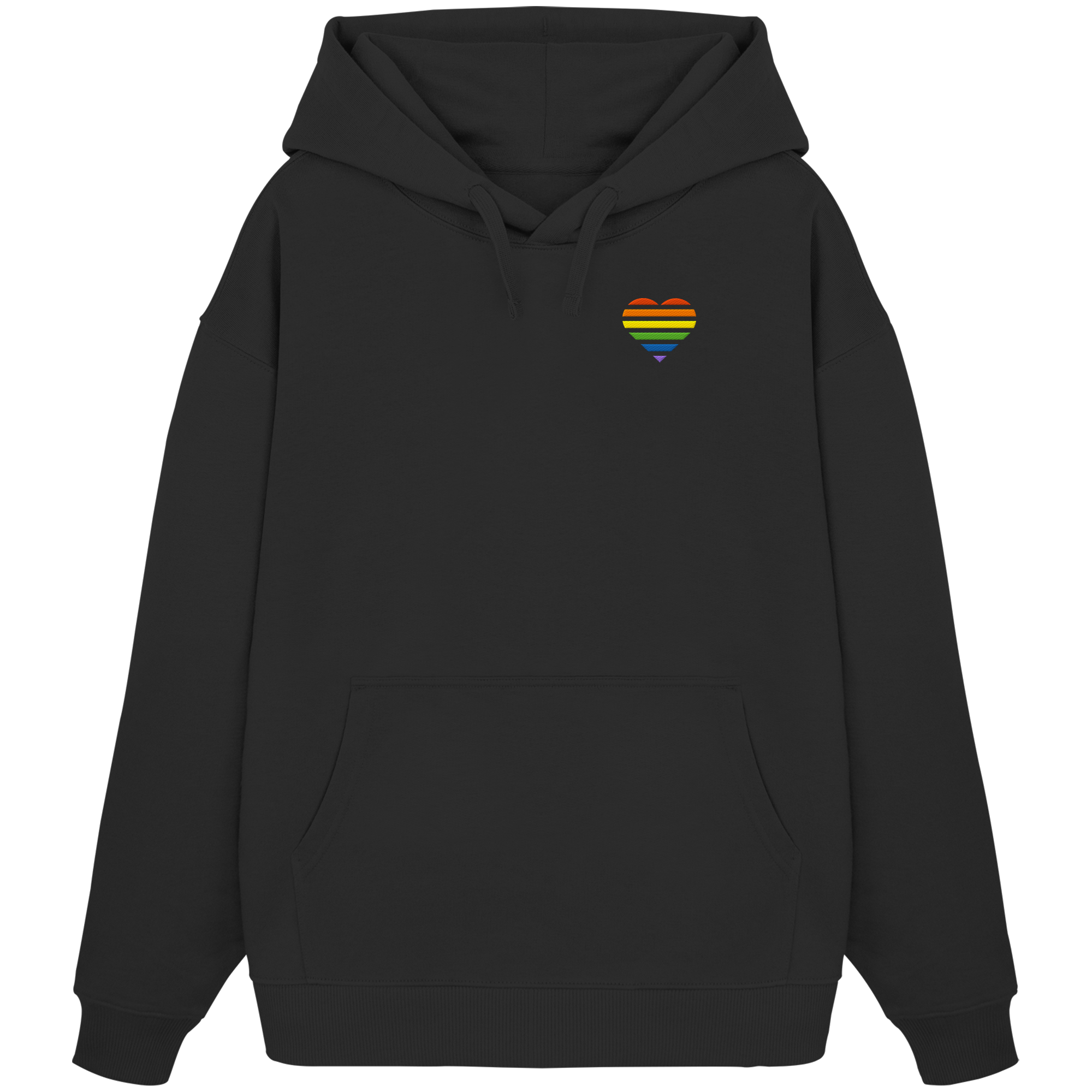 Organic Oversize Hoodie - Pride Flag Herz Stick