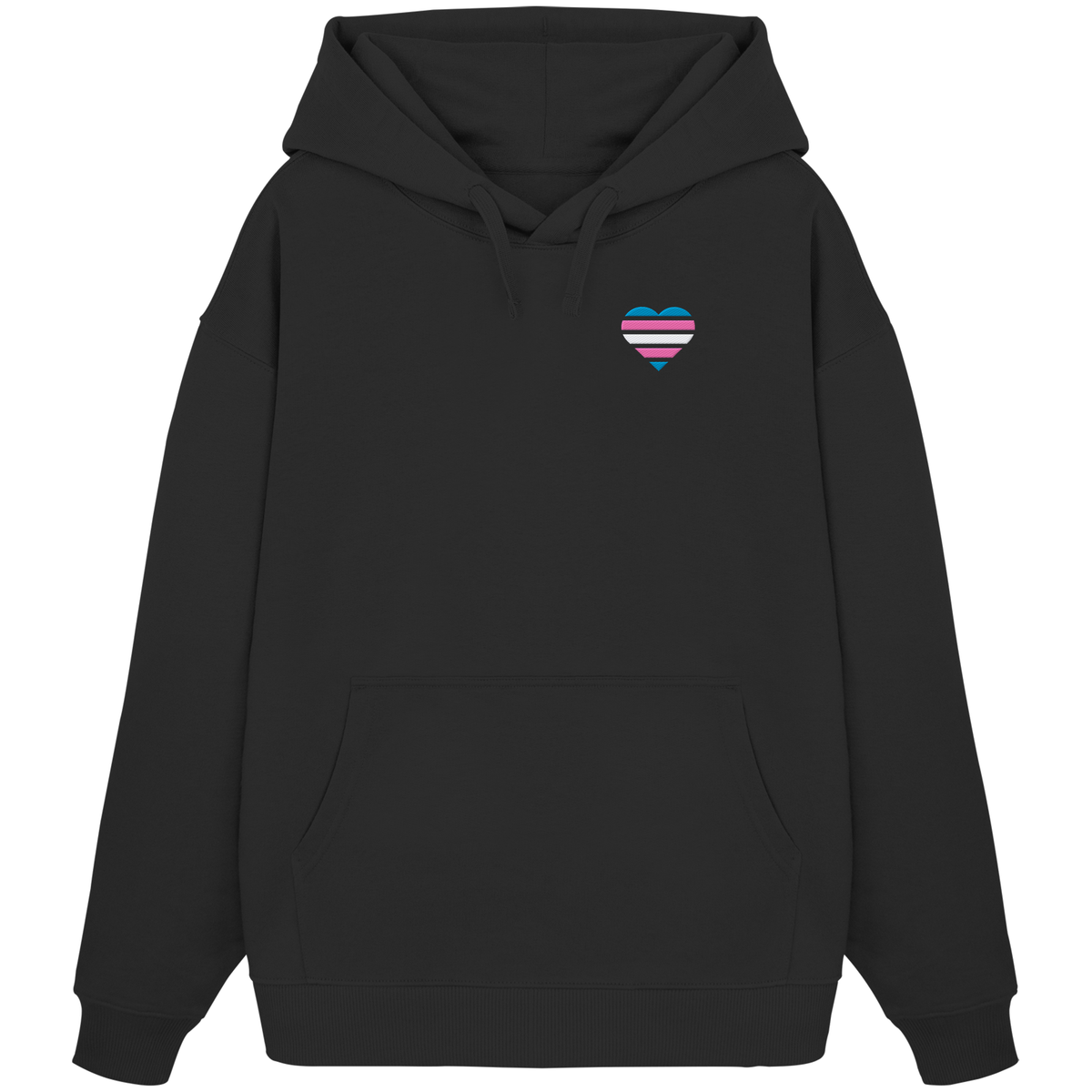 Organic Oversize Hoodie mit Herz Stick - Trans