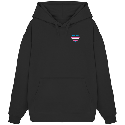Organic Oversize Hoodie mit Herz Stick - Trans