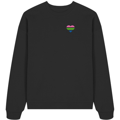 Organic Oversize Sweatshirt mit Herz Stick - Polysexual