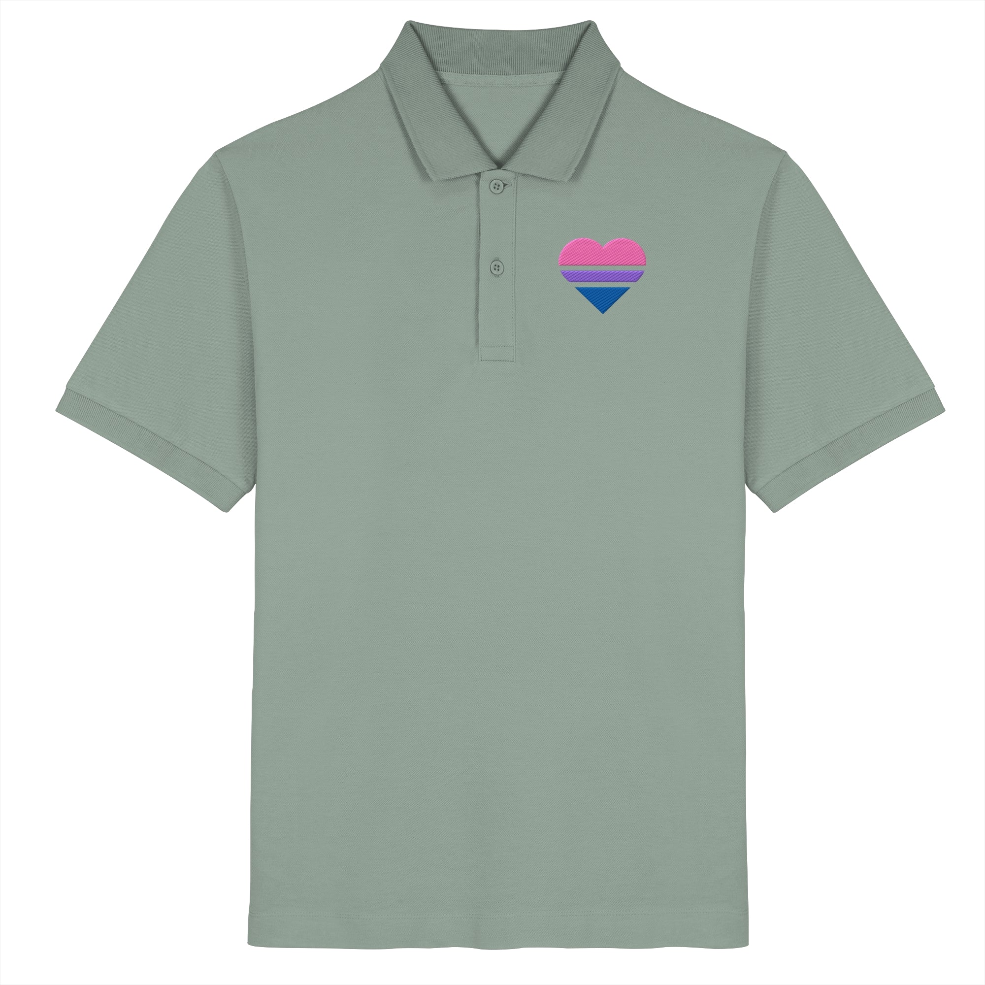 Organic Poloshirt - Bisexual Flag Herz Stick