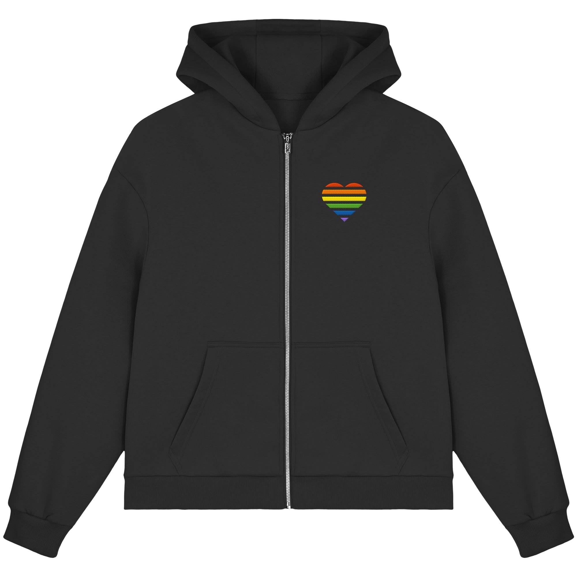 Fluffy Boxcut Zipper - Pride Flag Herz Stick