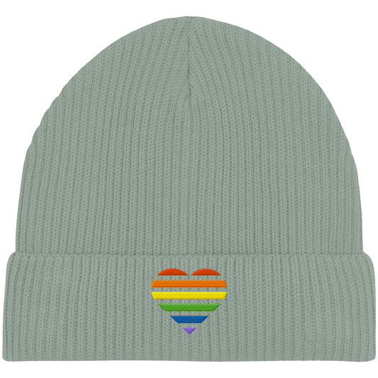 Organic Fisherman Beanie - Pride Flag Herz Stick