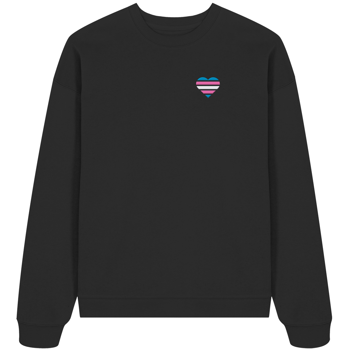 Organic Oversize Sweatshirt mit Herz Stick - Trans