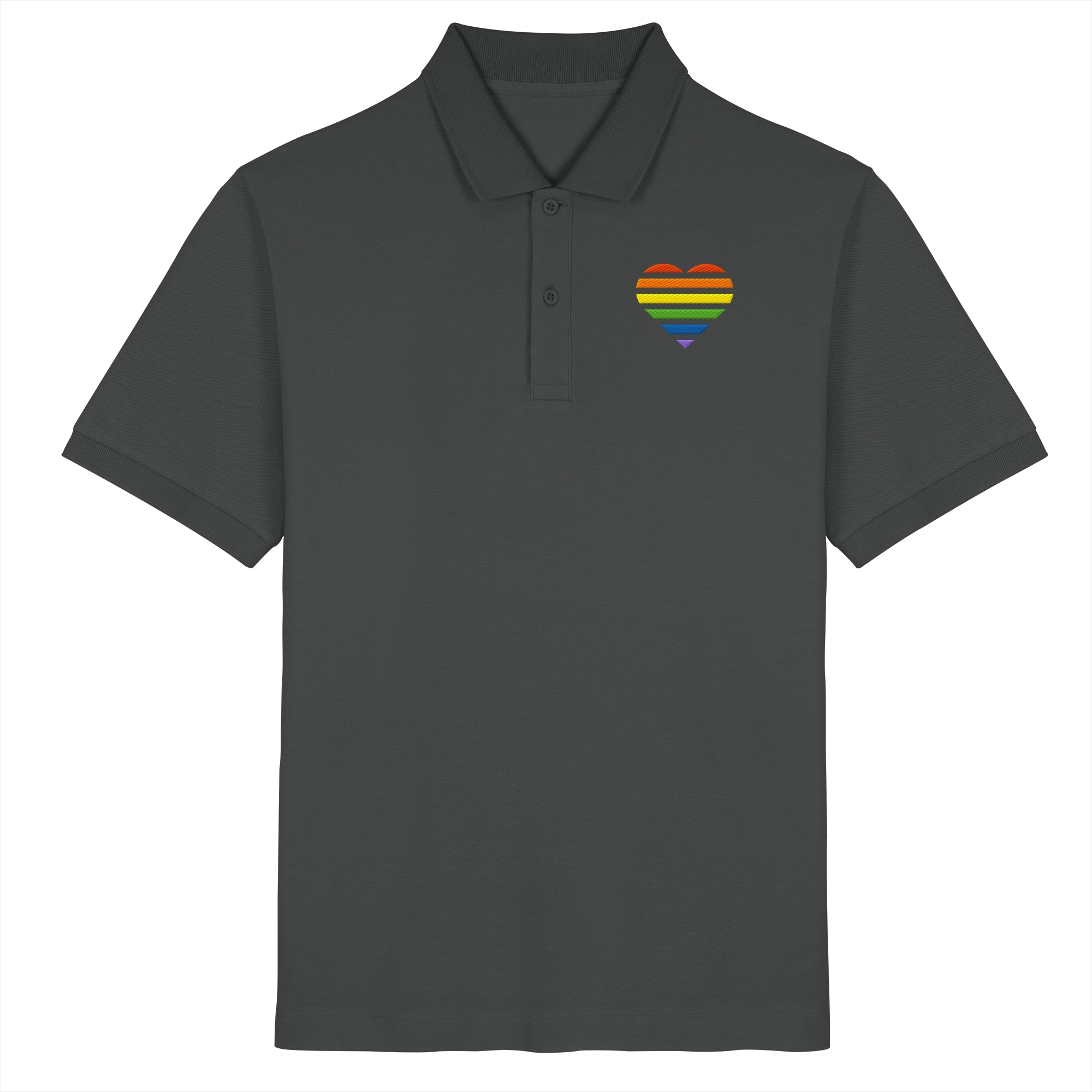 Organic Poloshirt - Pride Flag Herz Stick