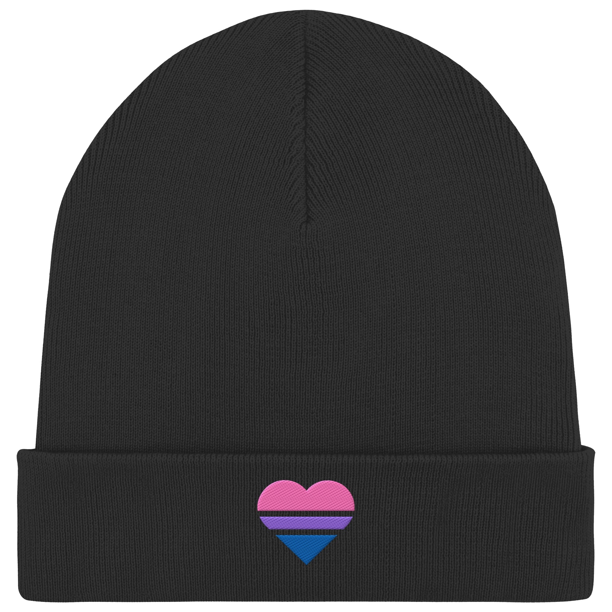 Organic Rib Beanie - Bisexual Flag Herz Stick