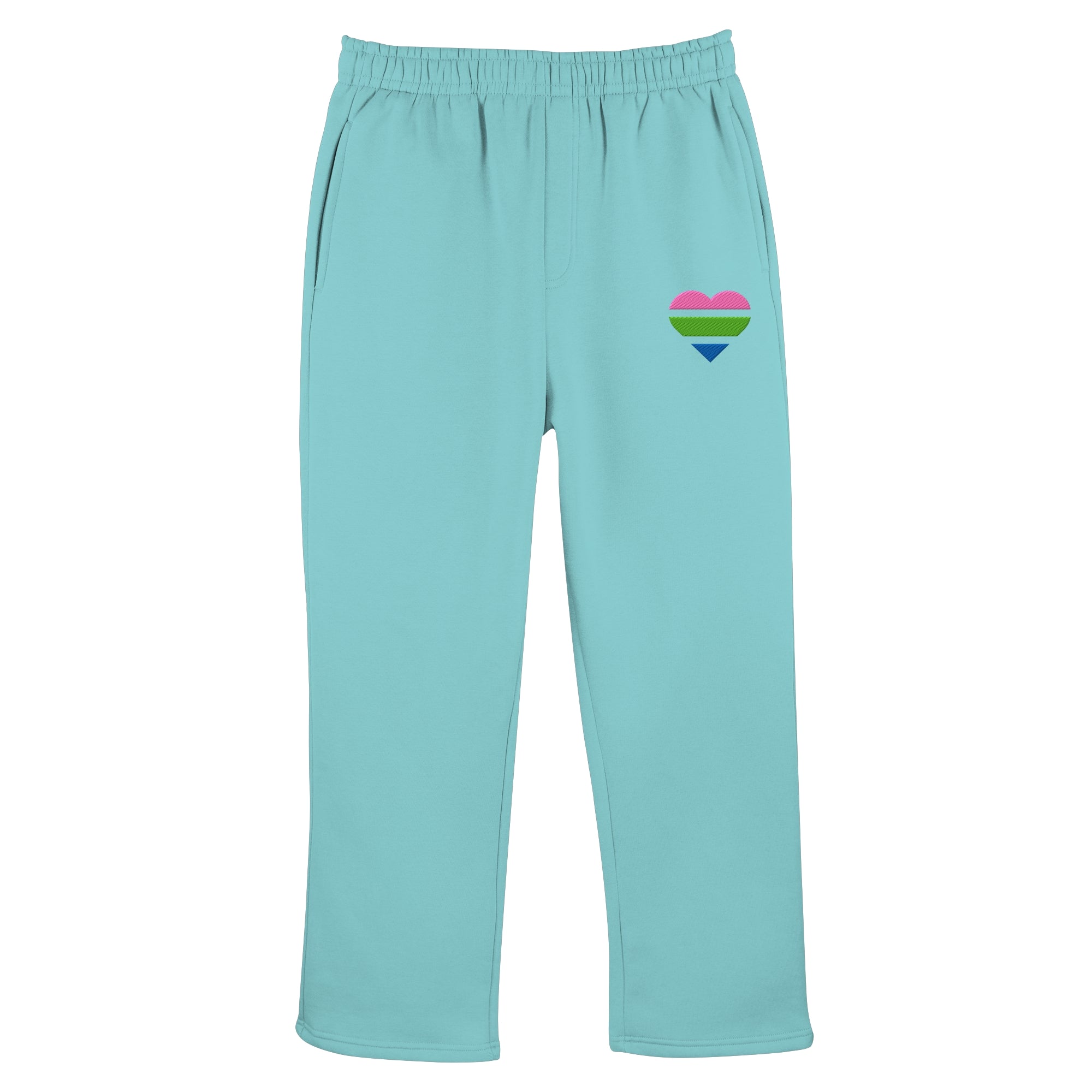 Fluffy Track Sweatpants - Polysexual Flag Herz Stick