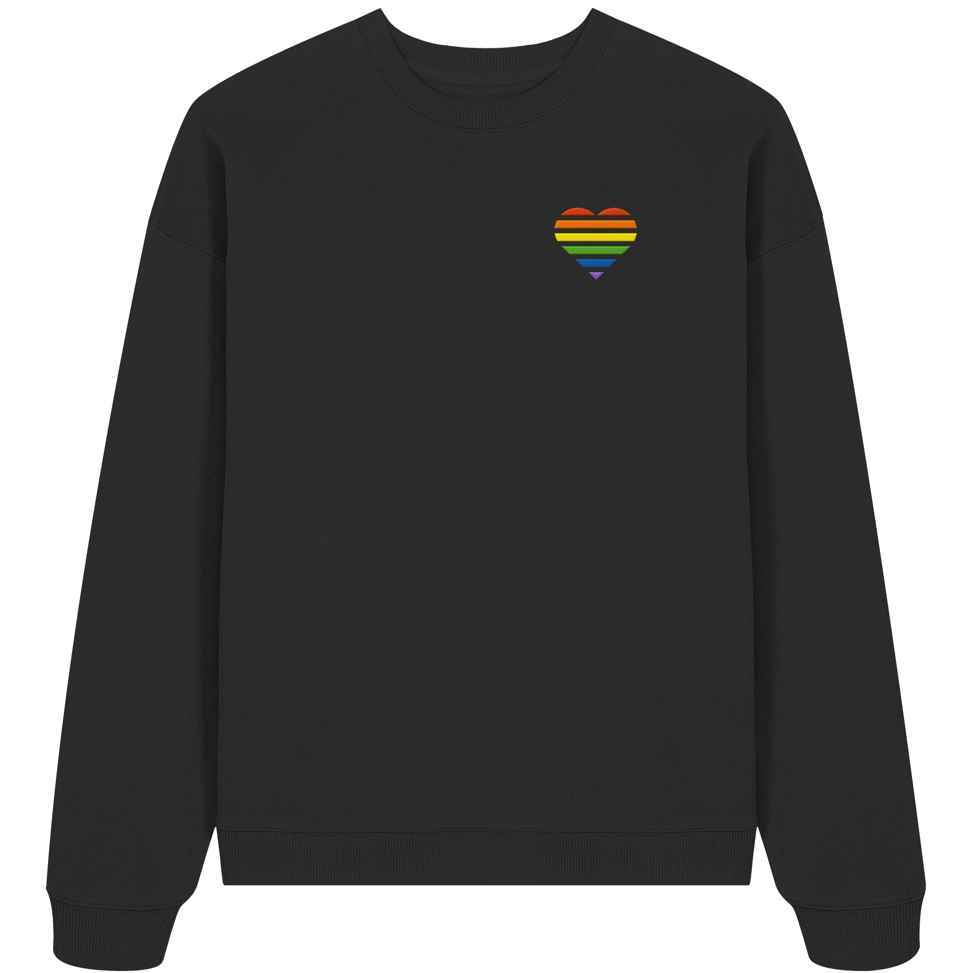 Organic Oversize Sweatshirt - Pride Flag Herz Stick