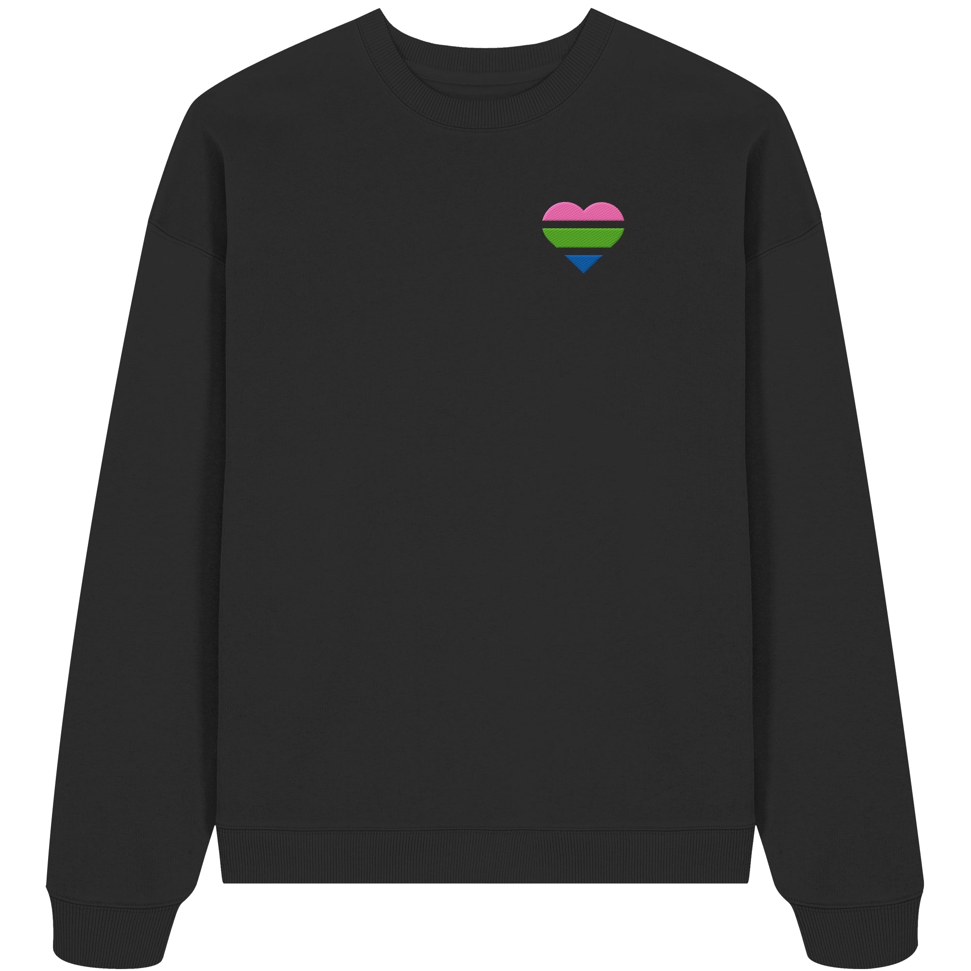 Organic Oversize Sweatshirt - Polysexual Flag Herz Stick
