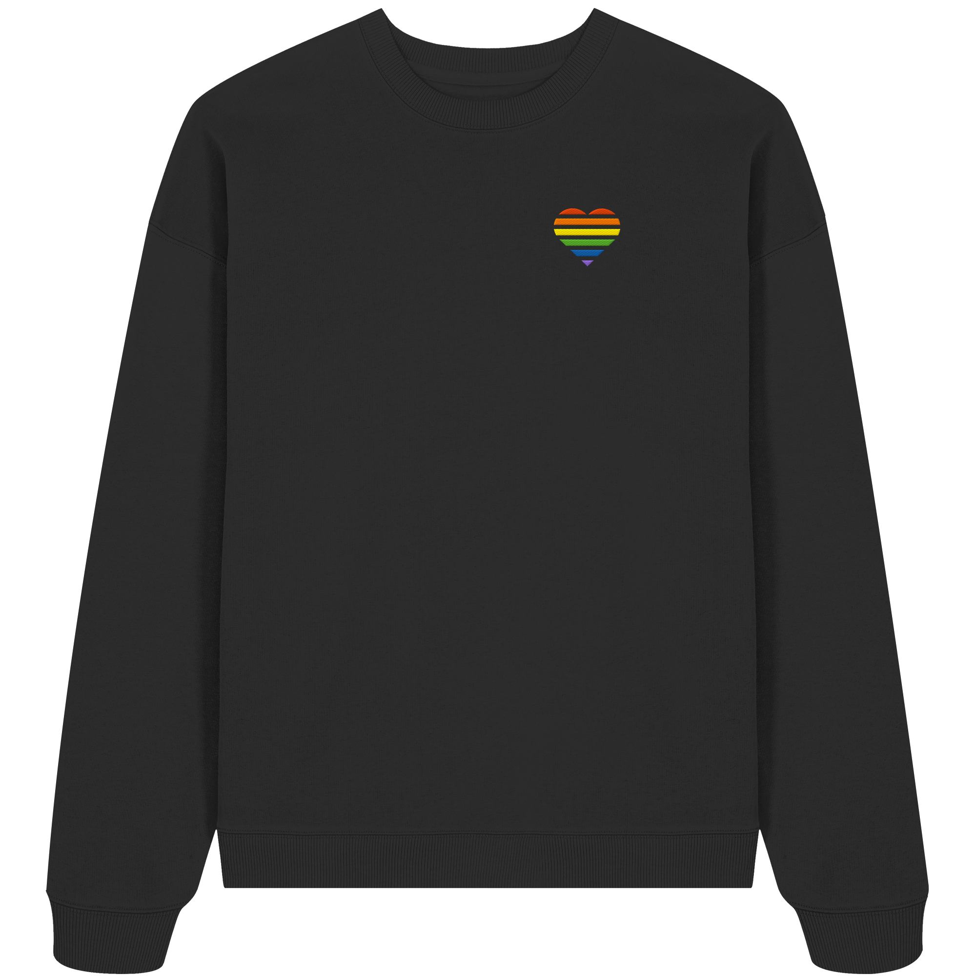 Organic Oversize Sweatshirt - Pride Flag Herz Stick