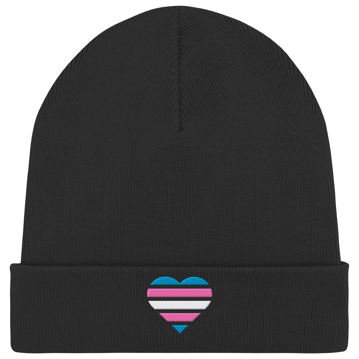 Organic Rib Beanie mit Herz Stick - Trans