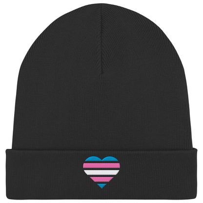 Organic Rib Beanie mit Herz Stick - Trans