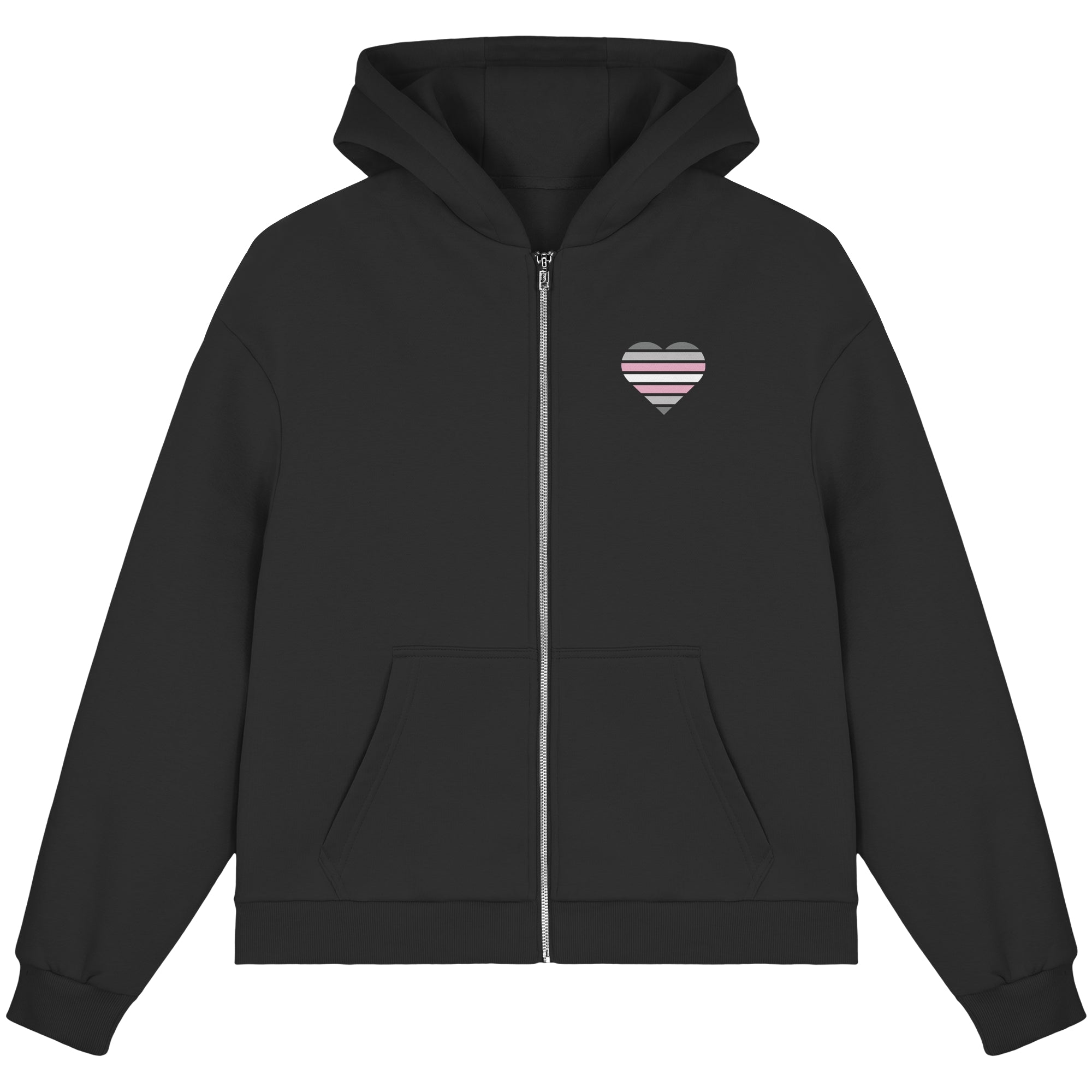 Fluffy Boxcut Zipper - Demigirl Flag Herz Print
