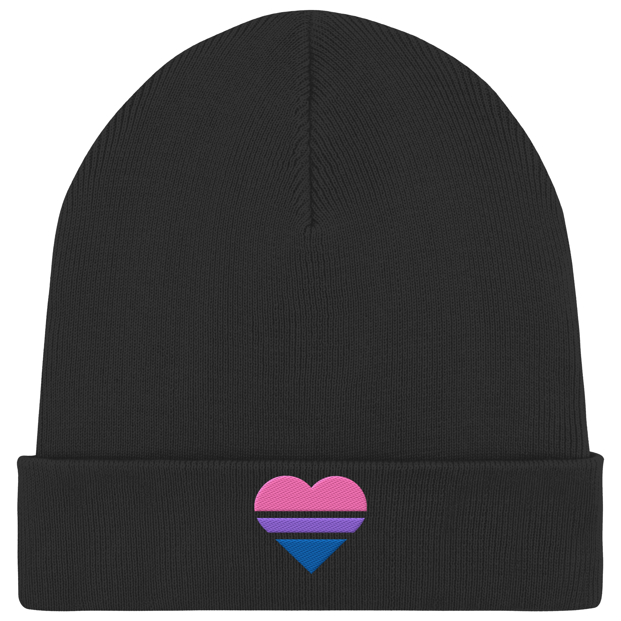 Organic Rib Beanie - Bisexual Flag Herz Stick