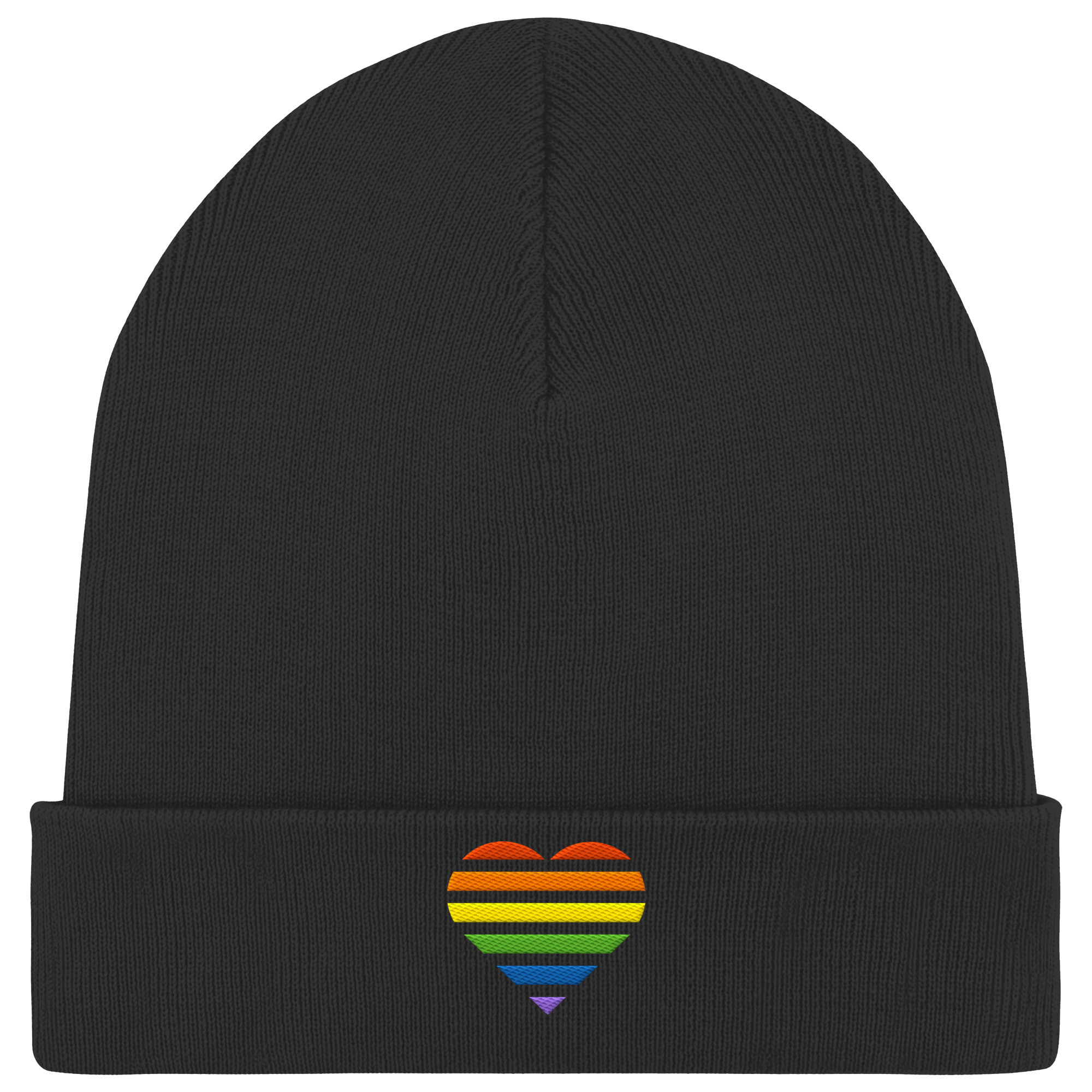 Organic Rib Beanie - Pride Flag Herz Stick