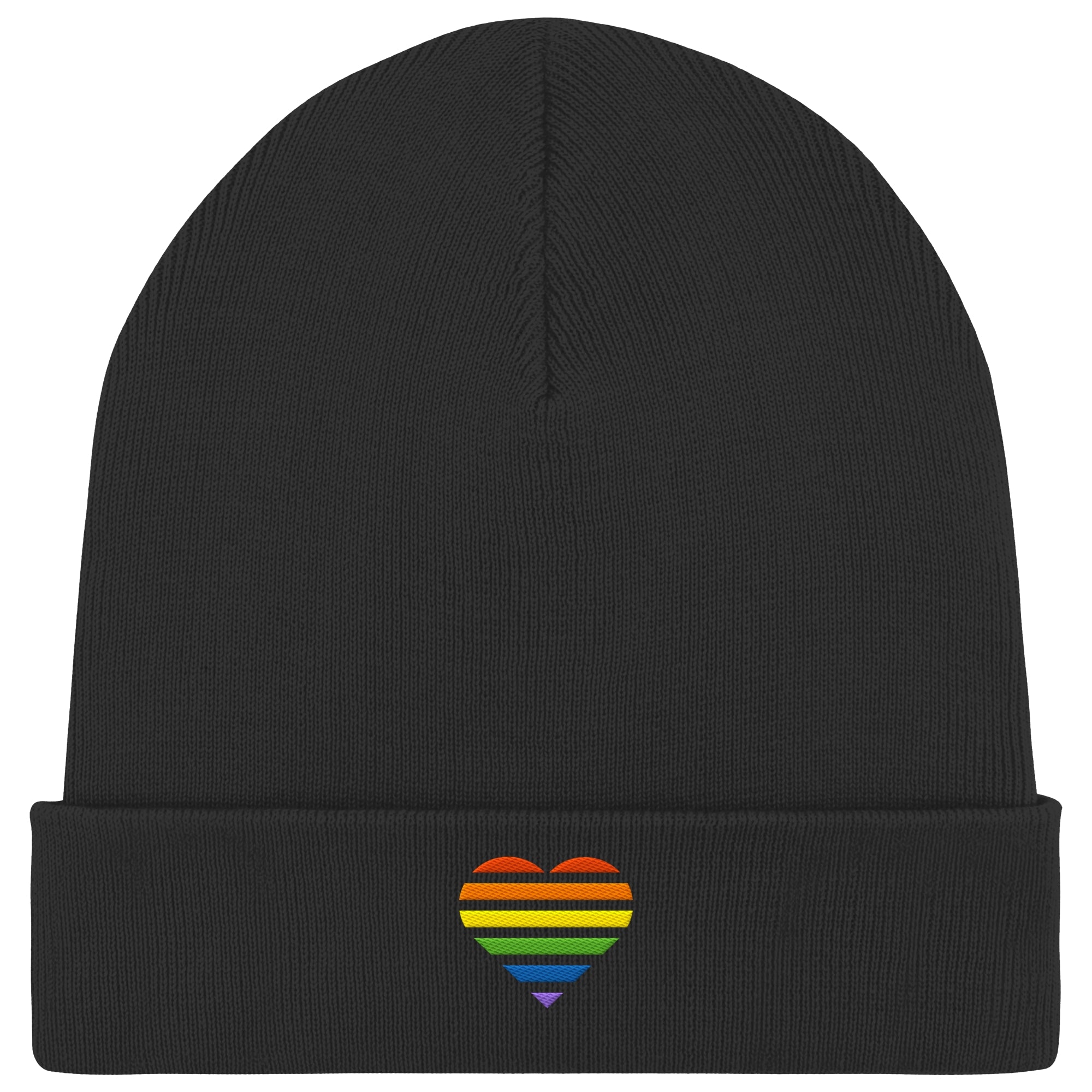 Organic Rib Beanie - Pride Flag Herz Stick
