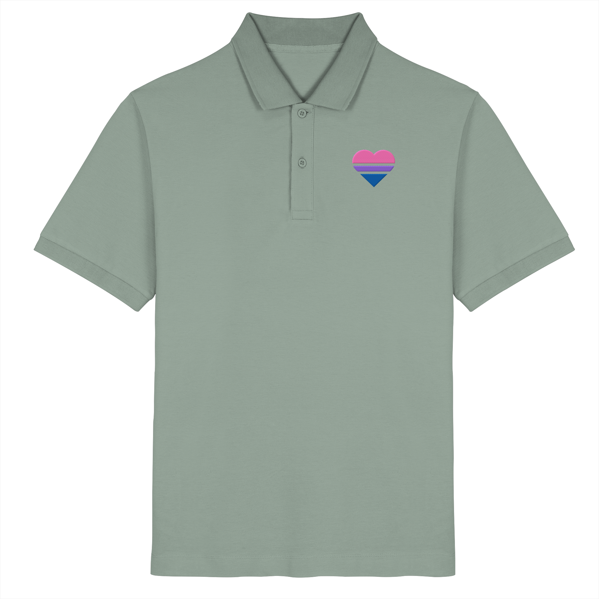 Organic Poloshirt - Bisexual Flag Herz Stick