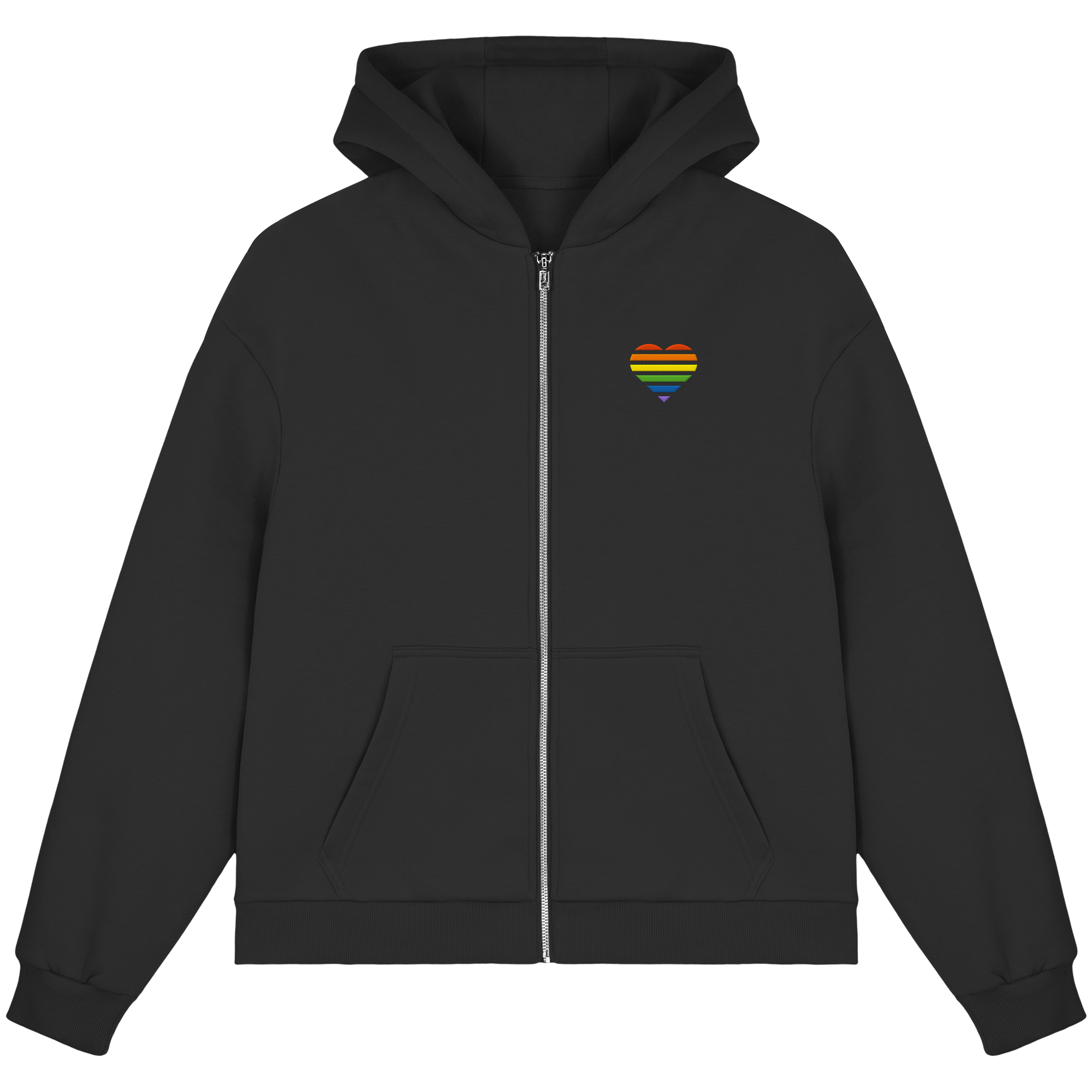 Fluffy Boxcut Zipper - Pride Flag Herz Stick