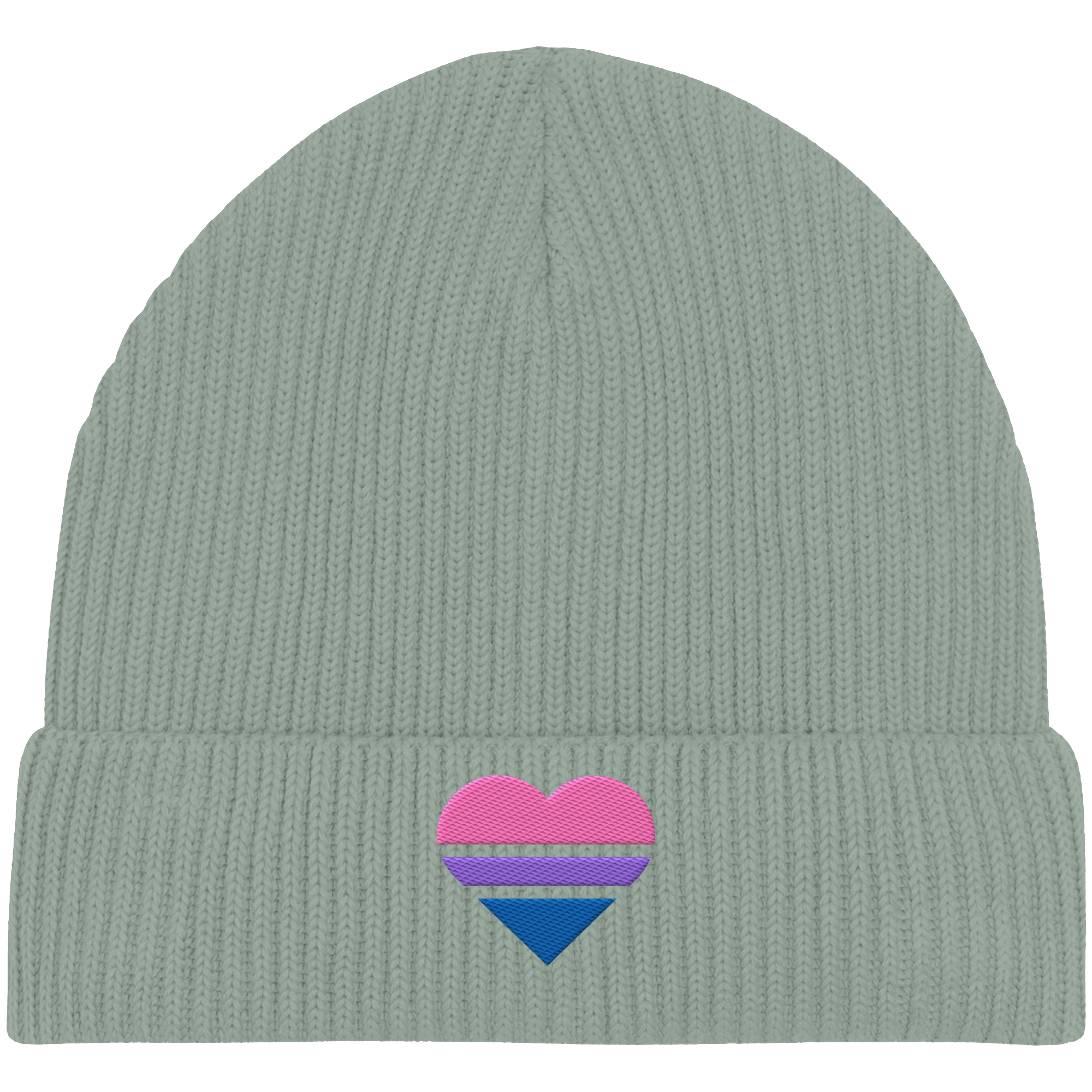 Organic Fisherman Beanie - Bisexual Flag Herz Stick