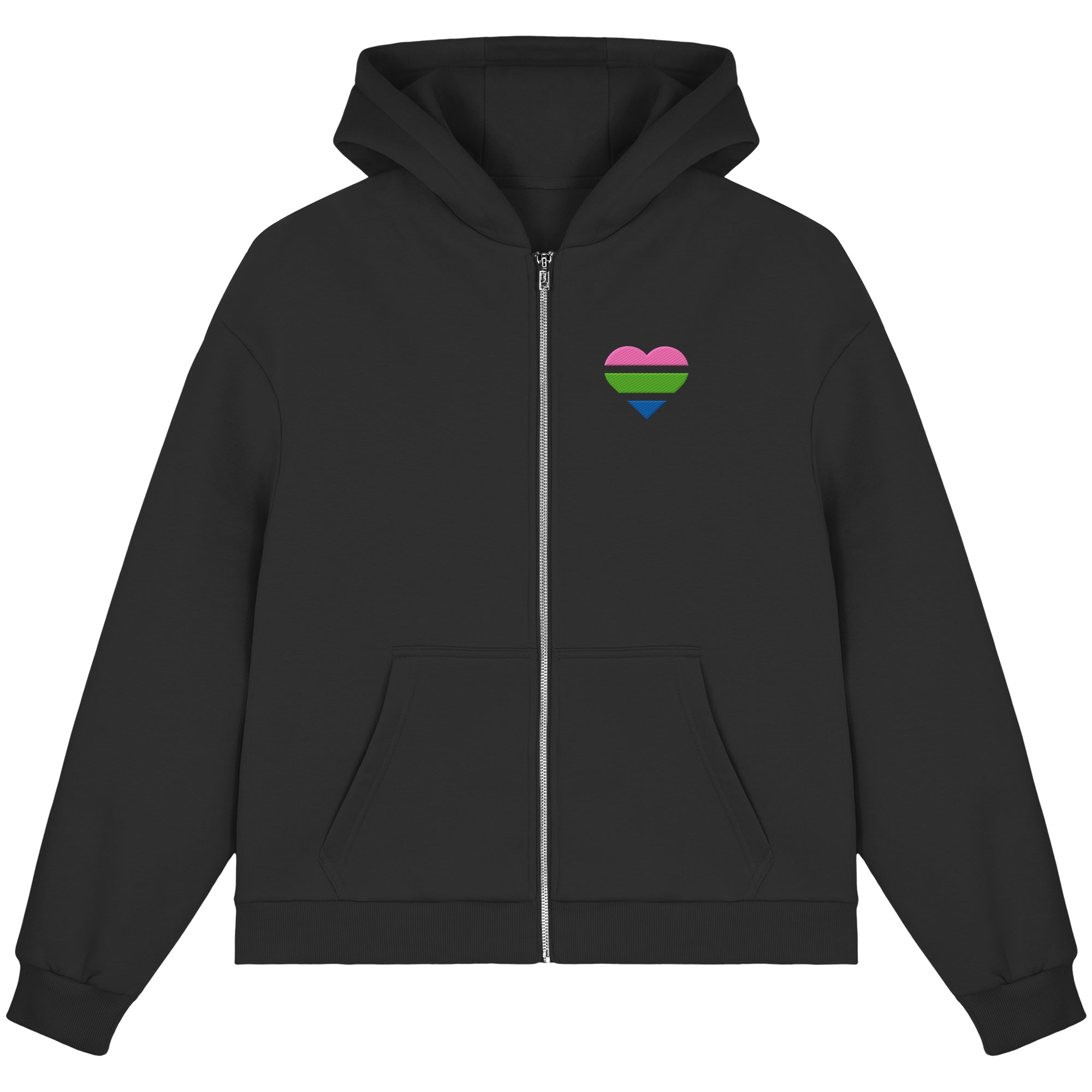 Fluffy Boxcut Zipper - Polysexual Flag Herz Stick