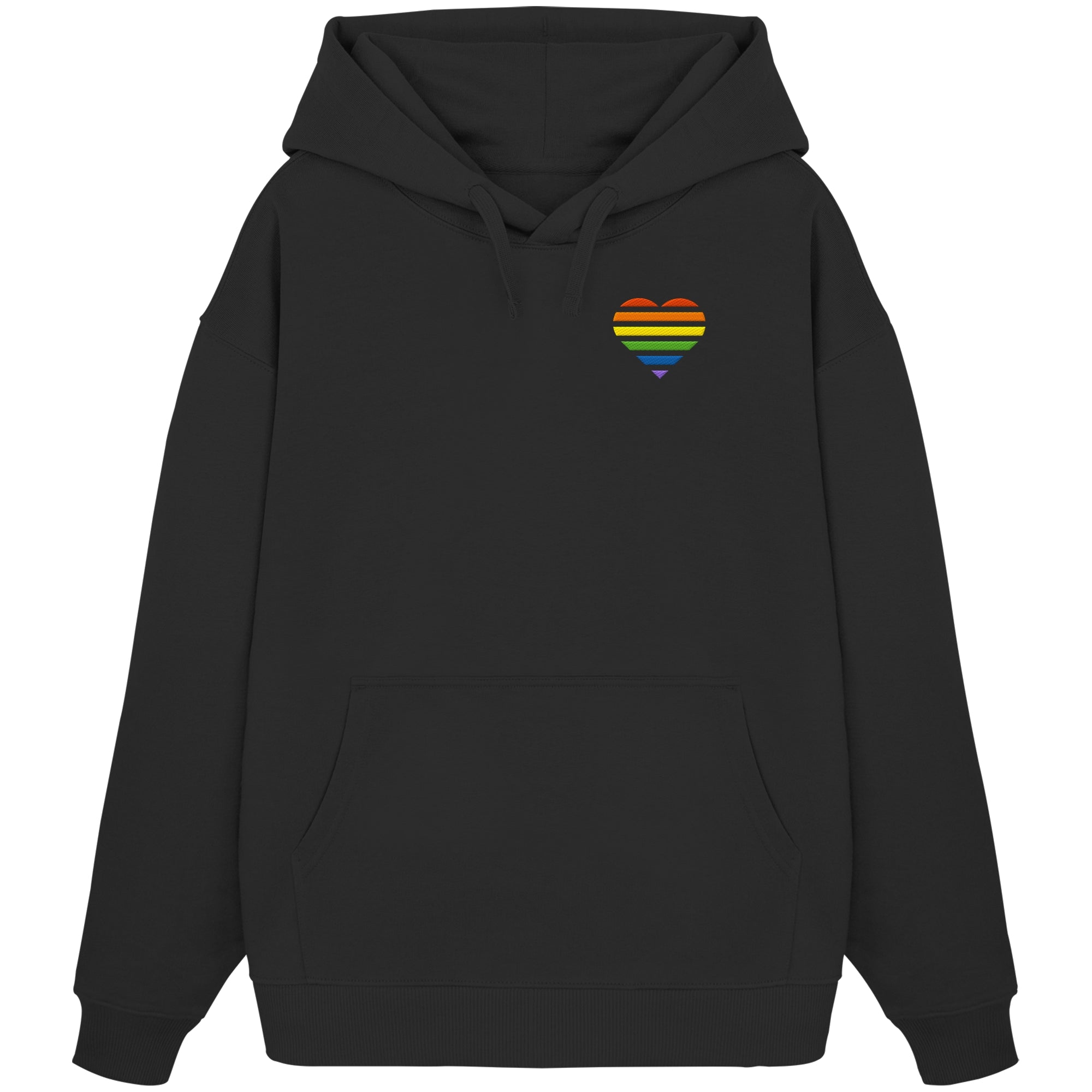 Organic Oversize Hoodie - Pride Flag Herz Stick