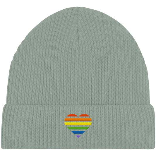 Organic Fisherman Beanie - Pride Flag Herz Stick