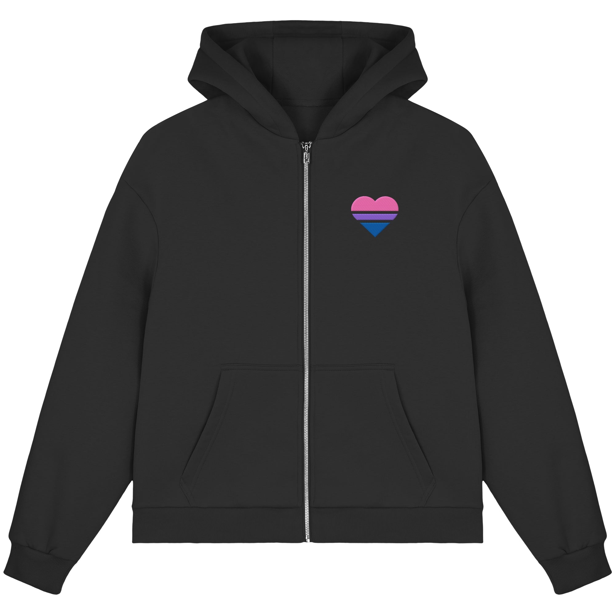 Fluffy Boxcut Zipper - Bisexual Flag Herz Stick