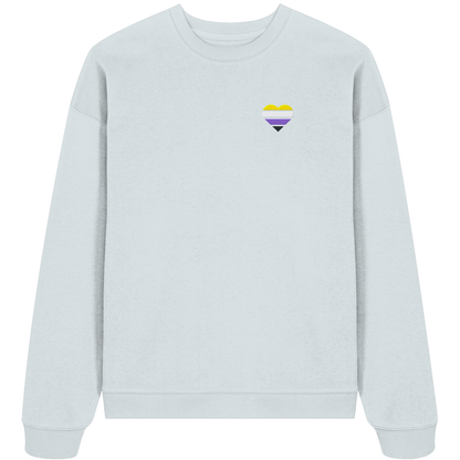 Organic Oversize Sweatshirt mit Herz Stick - Nonbinary