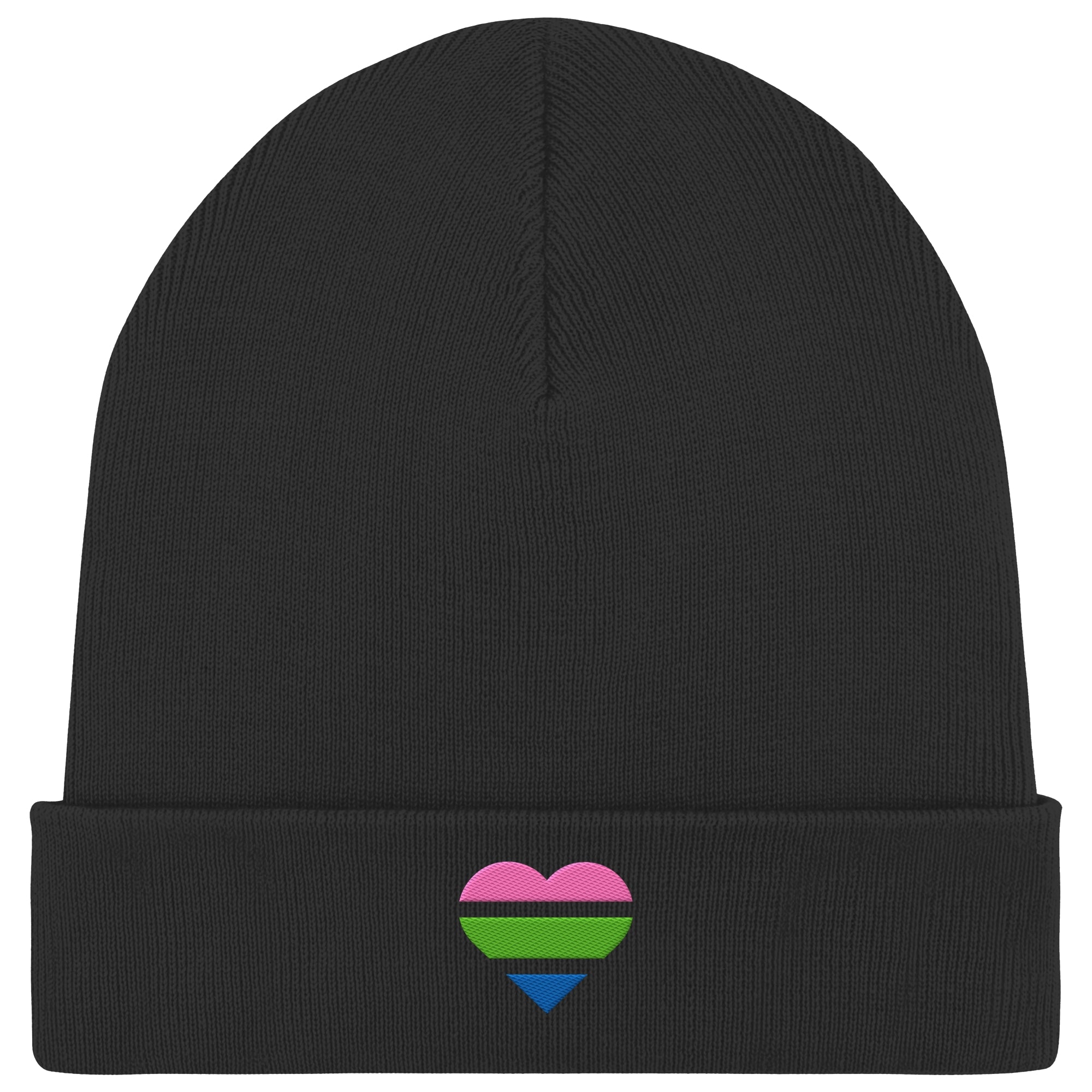 Organic Rib Beanie - Polysexual Flag Herz Stick