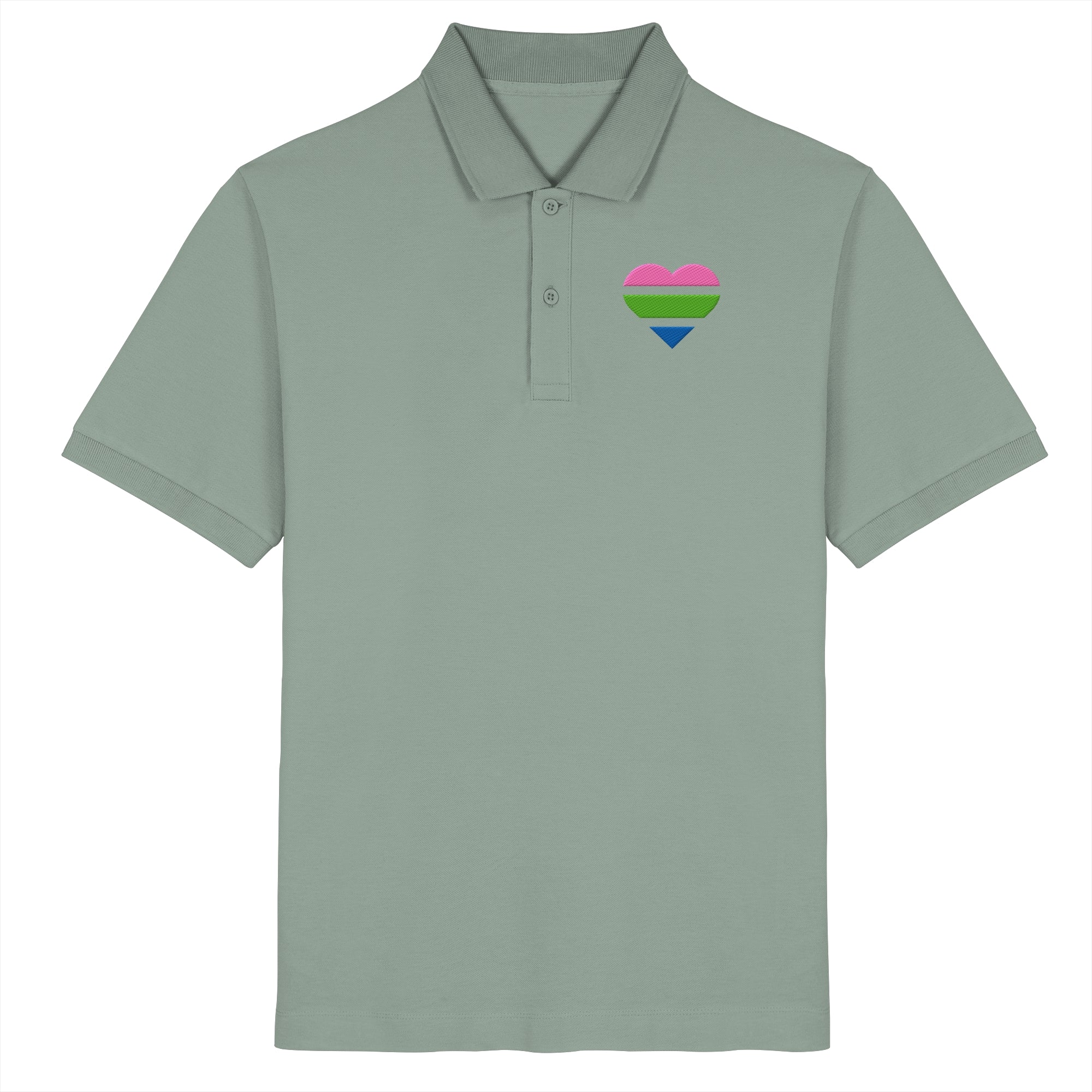 Organic Poloshirt - Polysexual Flag Herz Stick