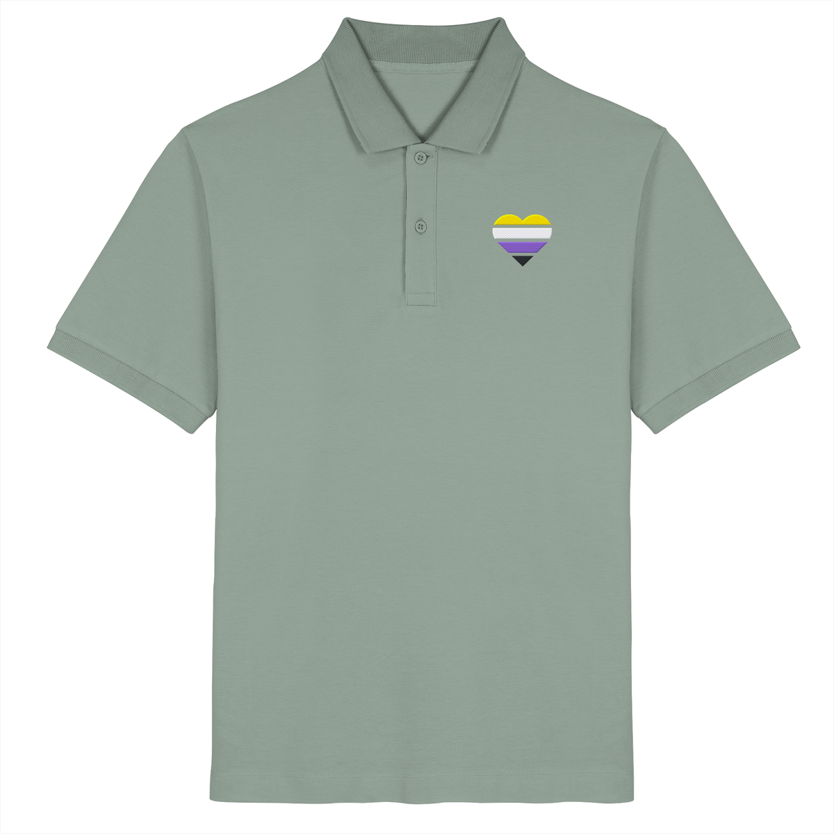 Organic Poloshirt mit Herz Stick - Nonbinary