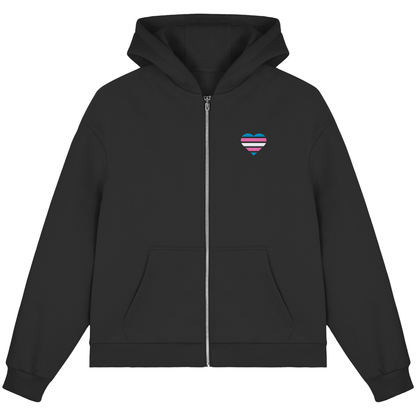 Fluffy Boxcut Zipper mit Herz Stick - Trans