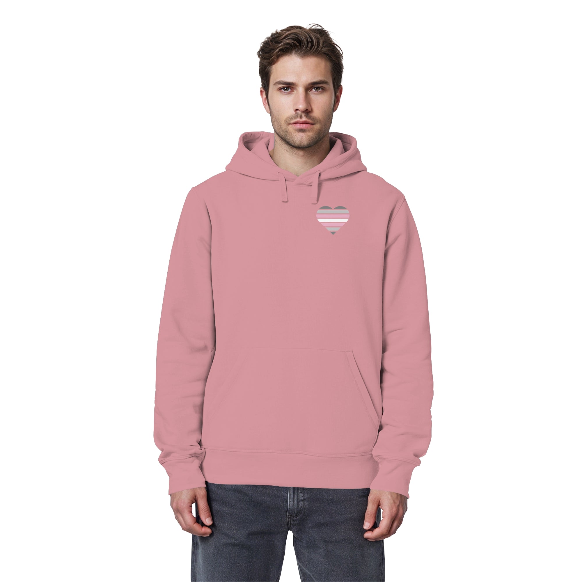 Organic Basic Hoodie - Demigirl Flag Herz Print