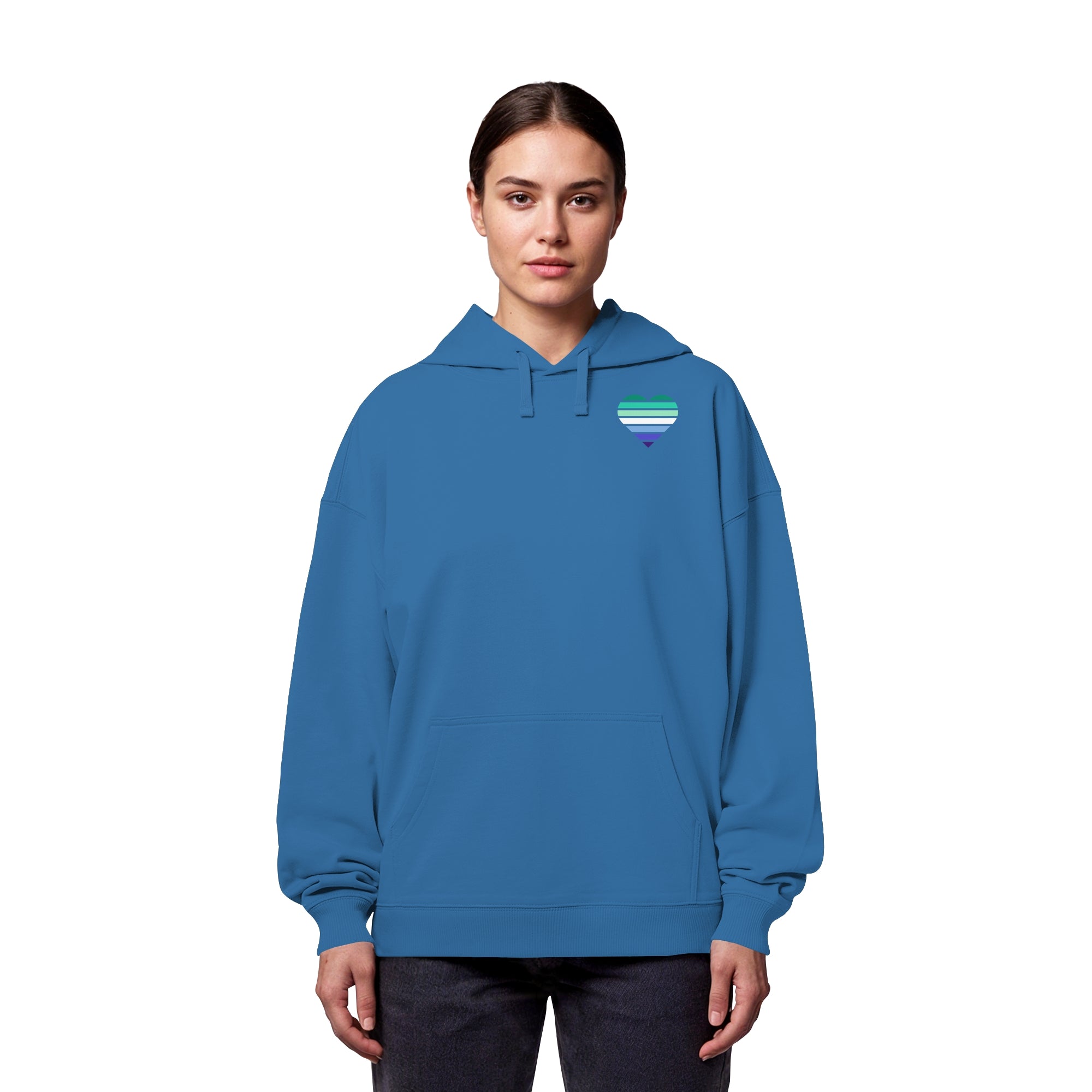 Organic Oversize Hoodie - Gay Flag Herz Print
