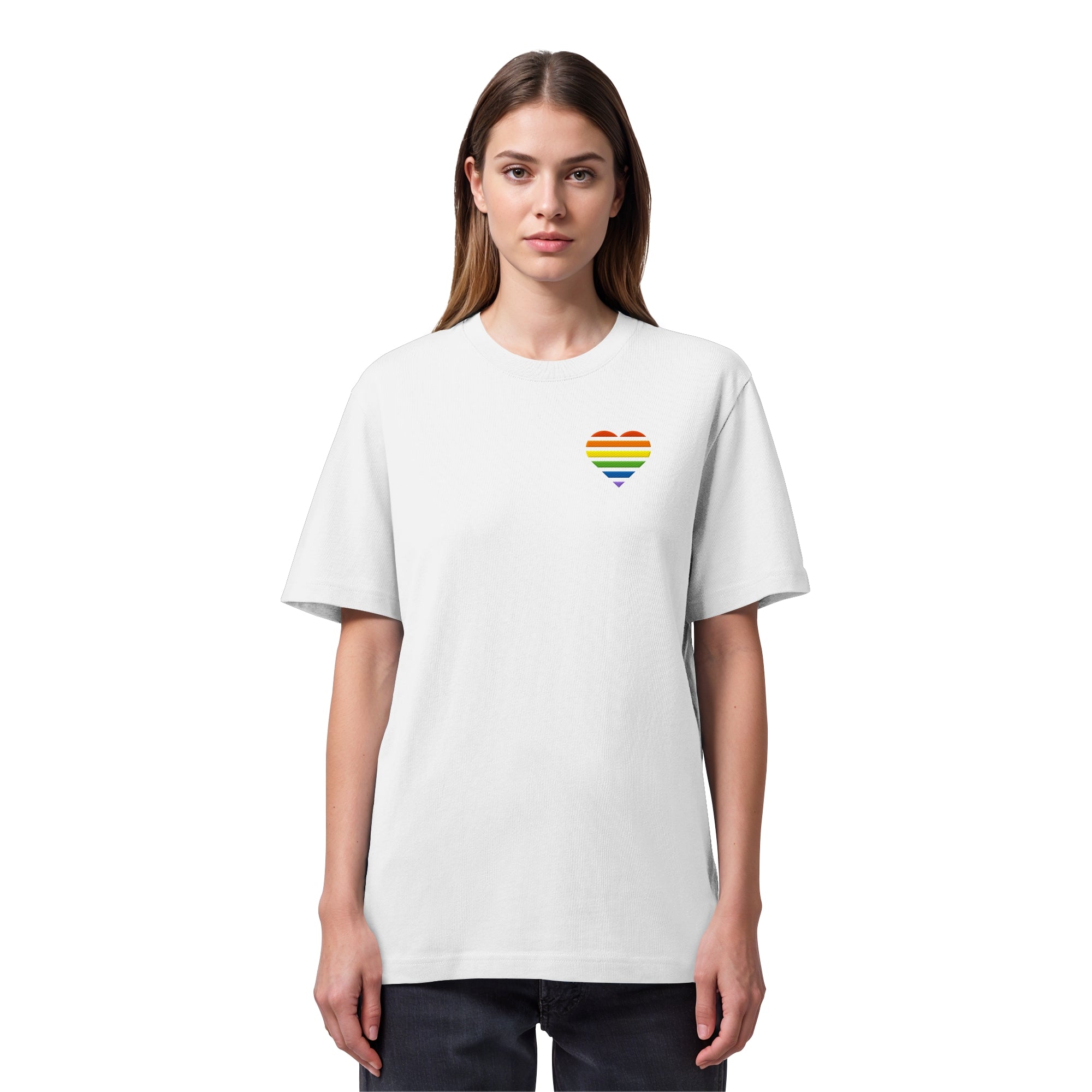 Organic Heavy Shirt - Pride Flag Herz Stick