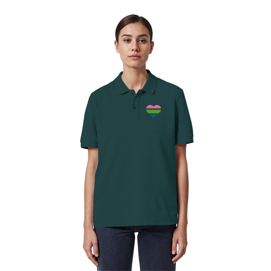 Organic Poloshirt - Polysexual Flag Herz Stick