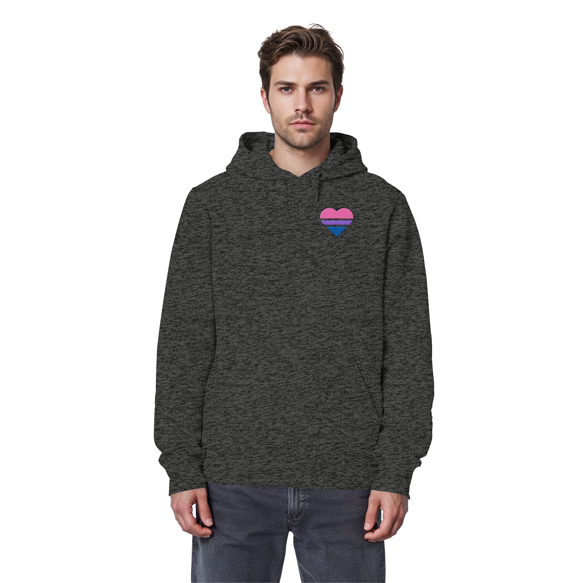 Organic Basic Hoodie - Bisexual Flag Herz Stick