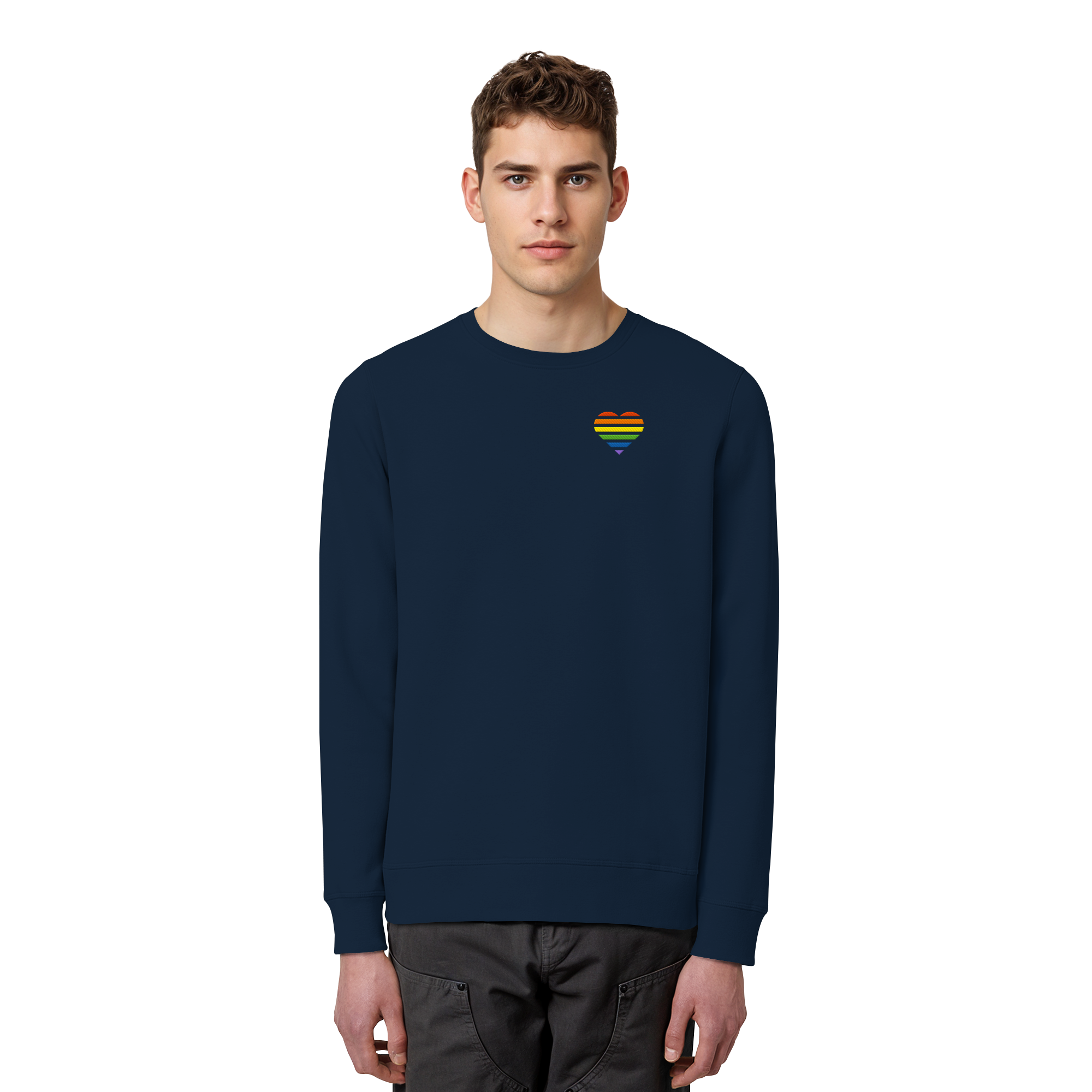 Organic Basic Sweatshirt - Pride Flag Herz