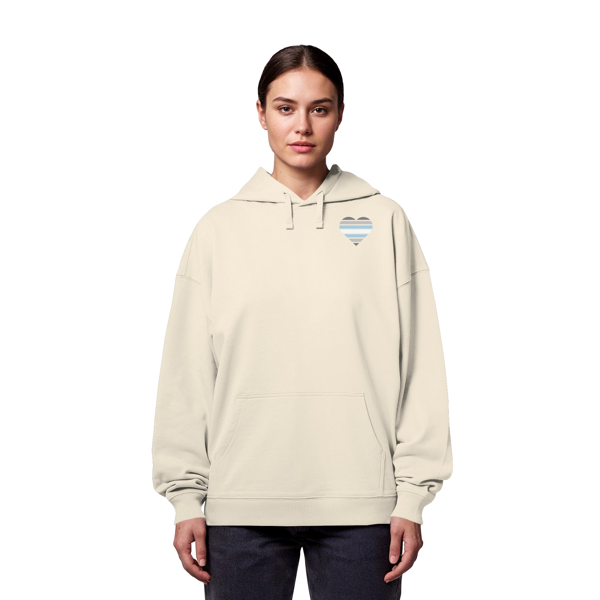 Organic Oversize Hoodie - Demiboy Flag Herz Print