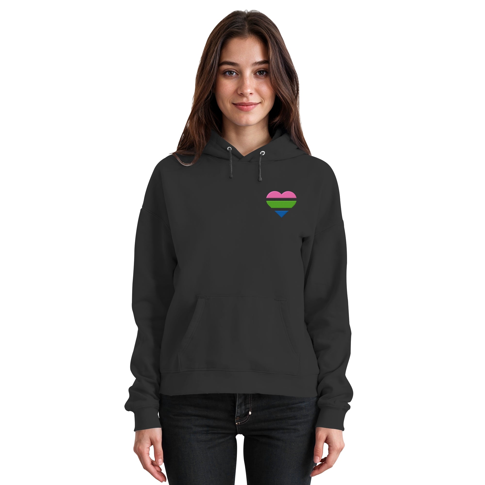 Basic Hoodie - Polysexual Flag Herz Stick