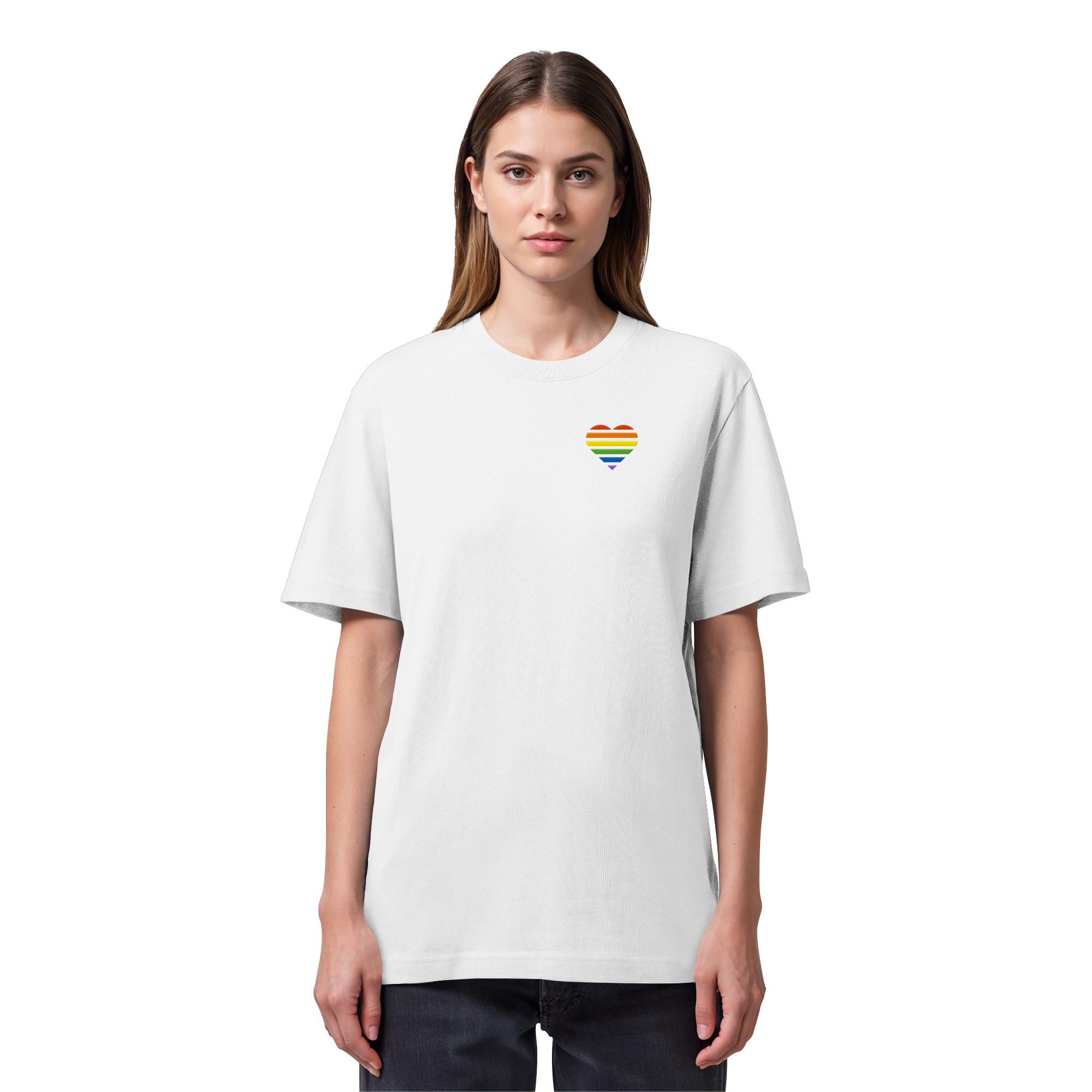 Organic Heavy Shirt - Pride Flag Herz Stick