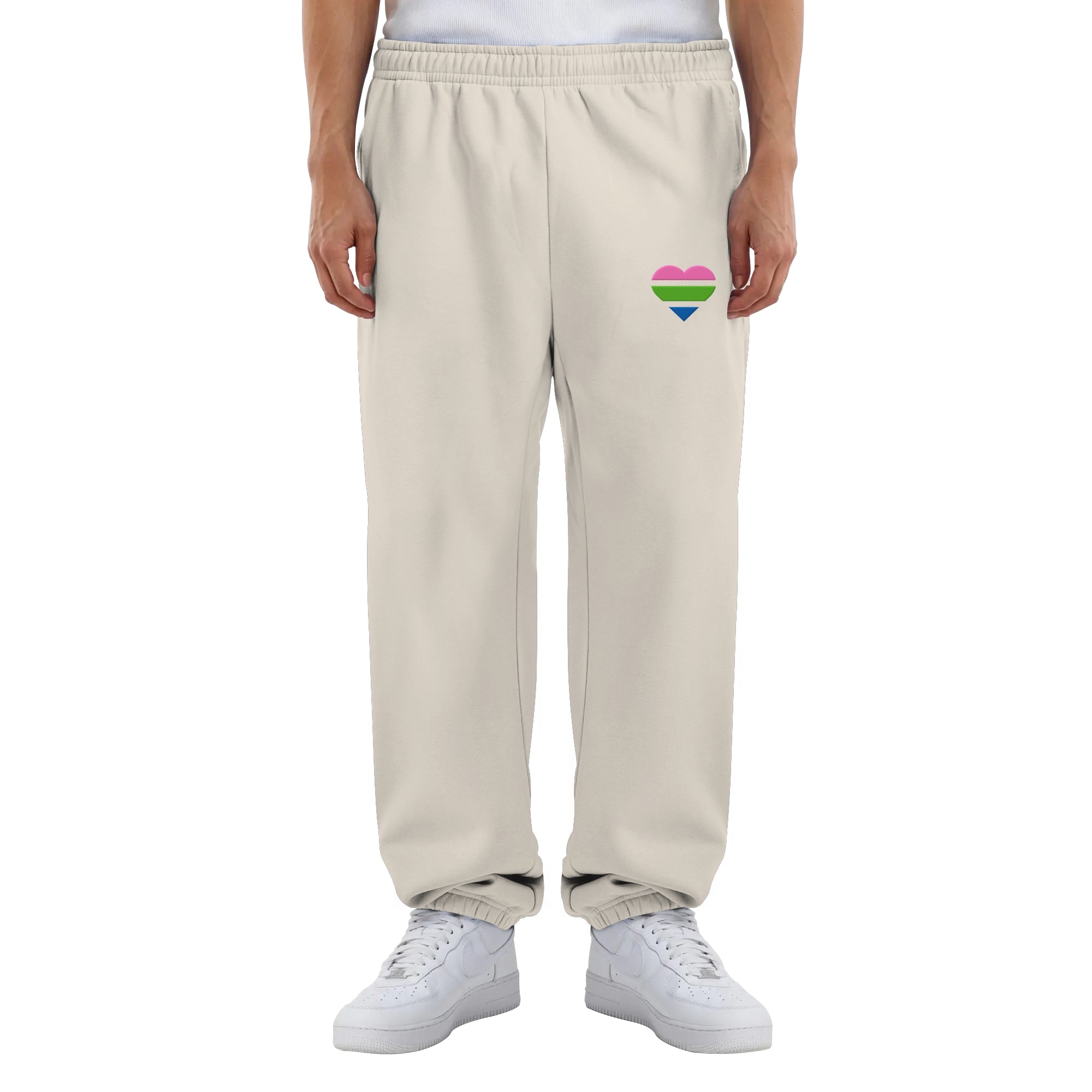 Fluffy Sweatpants - Polysexual Flag Herz Stick